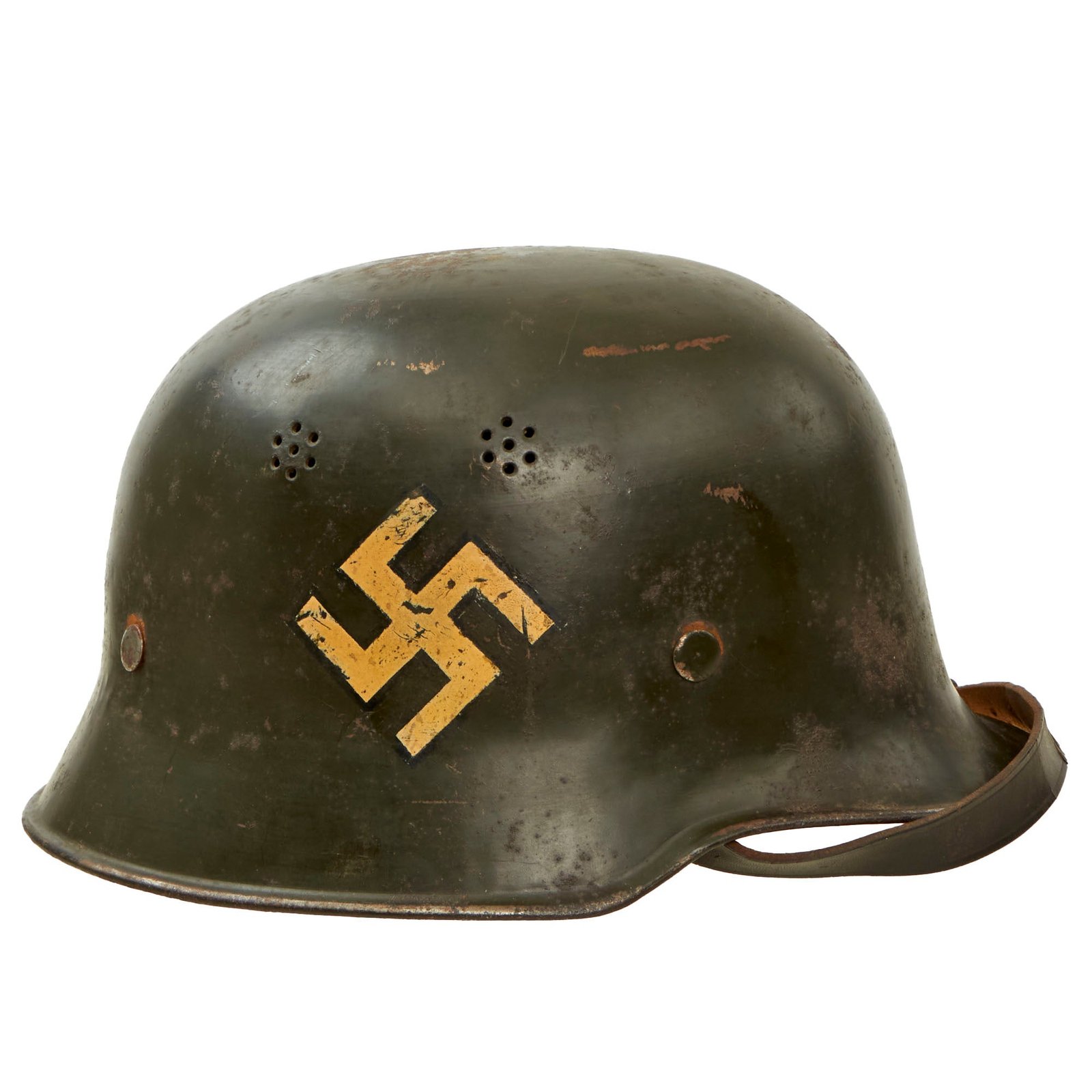 Buy Original German Pre-WWII M34 Square Dip Early Style Police Helmet with Double Decals - Size 56 | Original Firearms Antique For Sale
