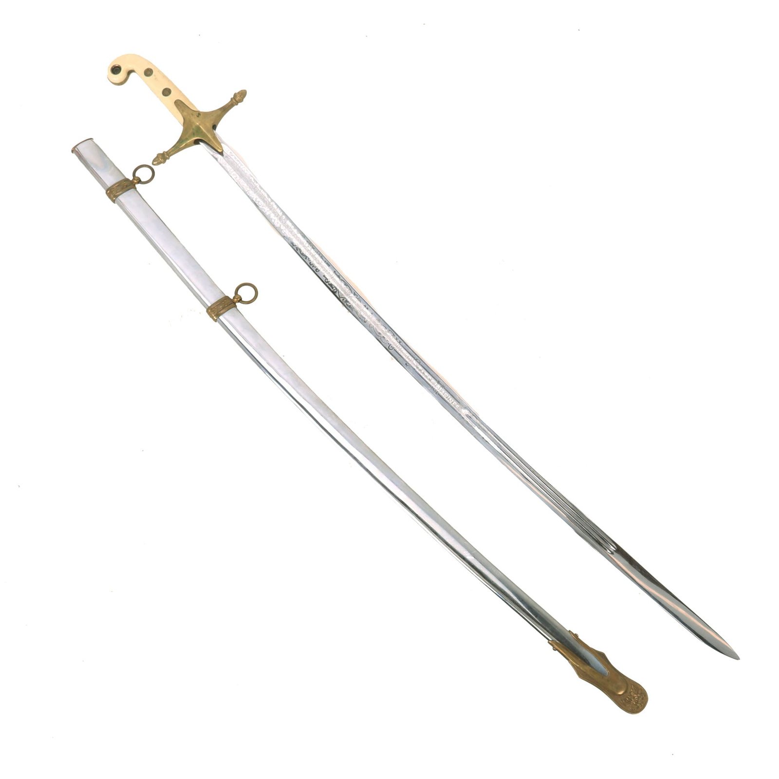 Buy Original U.S. WWII Named U.S. Marine Corps Officers Mameluke Sword Engraved to Captain Stephen Lesko, “The Father of USMC Tactical Signal Intelligence” | Original Firearms Antique For Sale