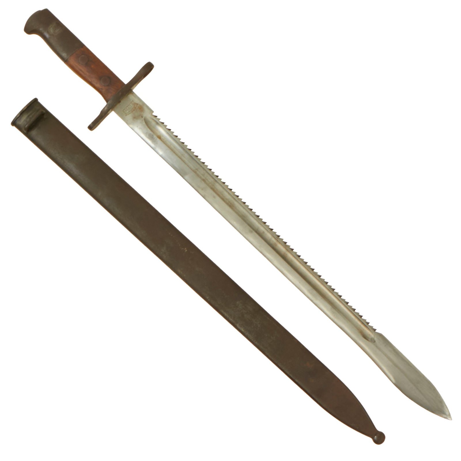 Buy Original WWI Swiss Model 1914 Pioneer Sawback Sword Bayonet by Waffenfabrik Neuhausen with Scabbard | Original Firearms Antique For Sale