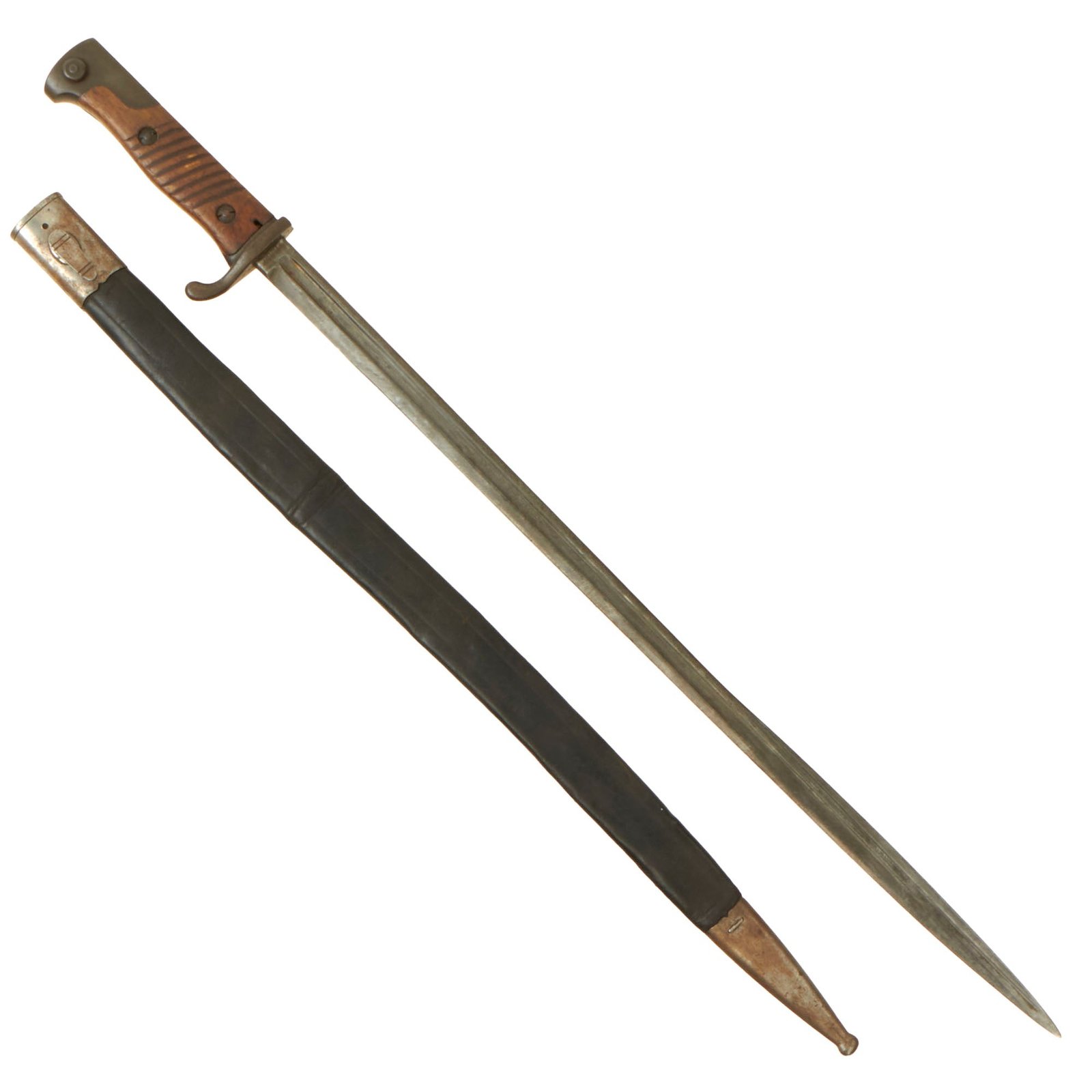 Buy Original German WWI M1898 n/A GEW 98 Bayonet by Erfurt Dated 1906 with Regimentally-Marked Leather Scabbard - 10th Bavarian Infantry | Original Firearms Antique For Sale