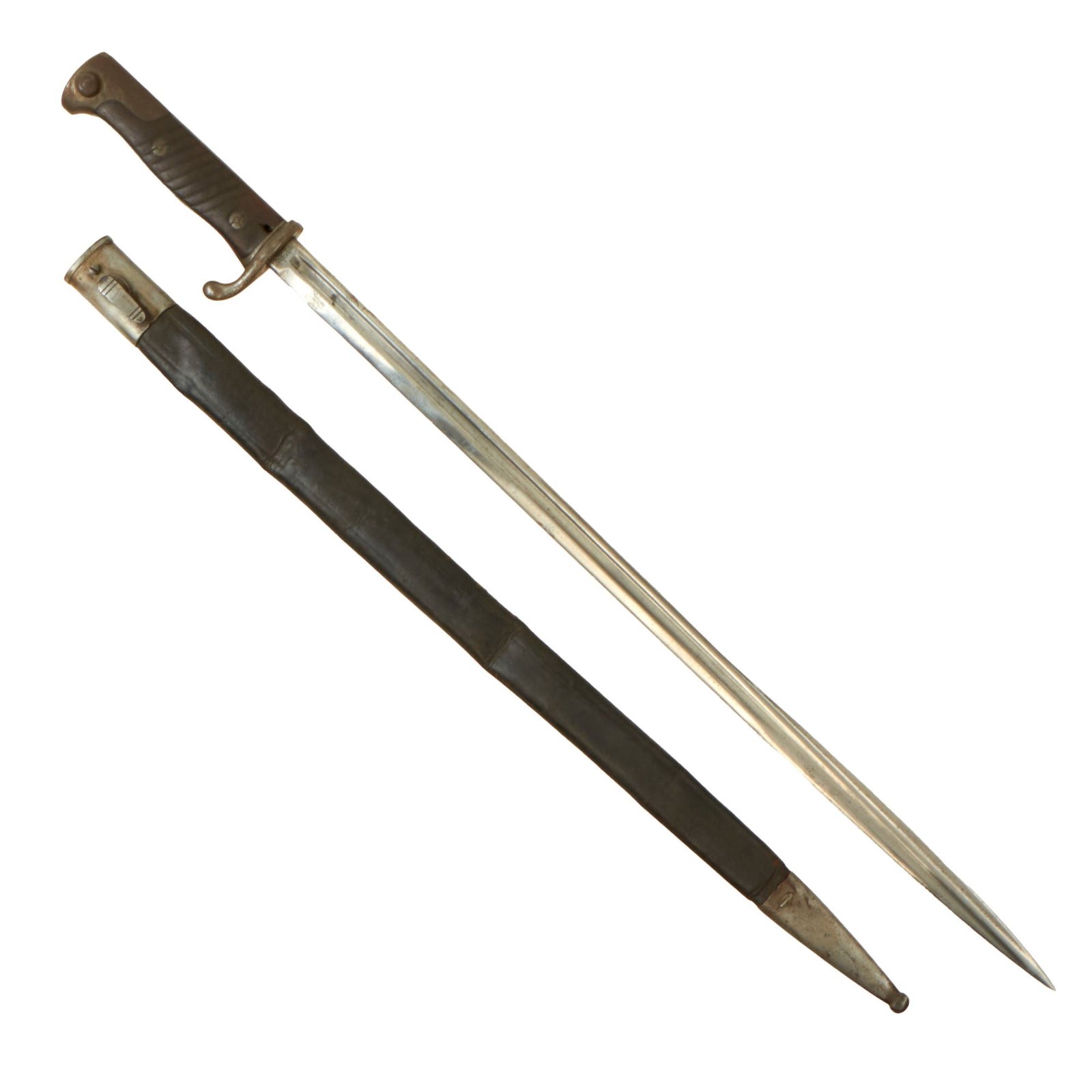Buy Original German WWI M1898 n/A GEW 98 Bayonet by C.G. Haenel Dated 1907 with Leather Scabbard - Marked to 141st Infantry Regiment | Original Firearms Antique For Sale