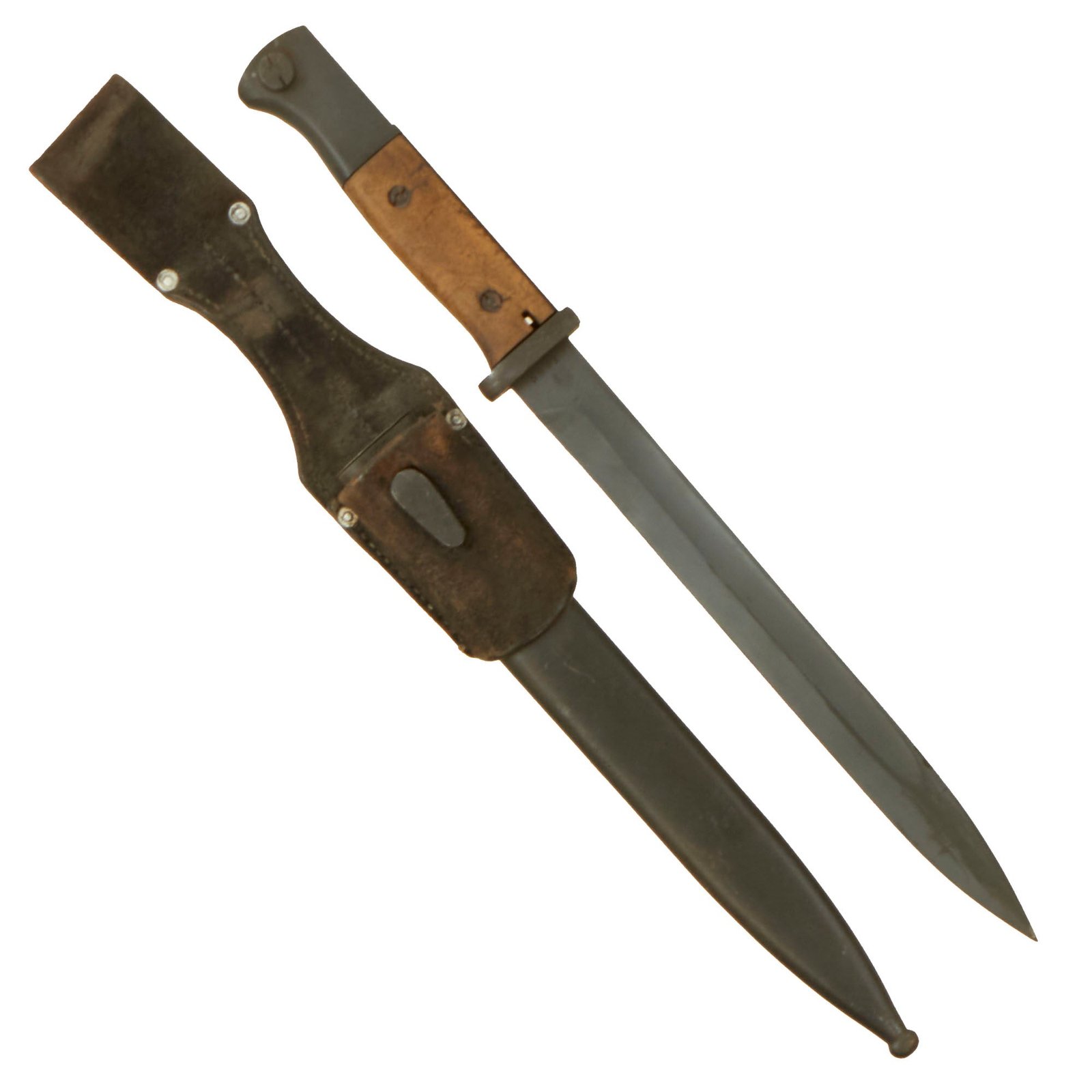 Buy Original German WWII 98k Bayonet by F. W. Höller with Matching Scabbard & Leather Frog - Dated 1943 | Original Firearms Antique For Sale