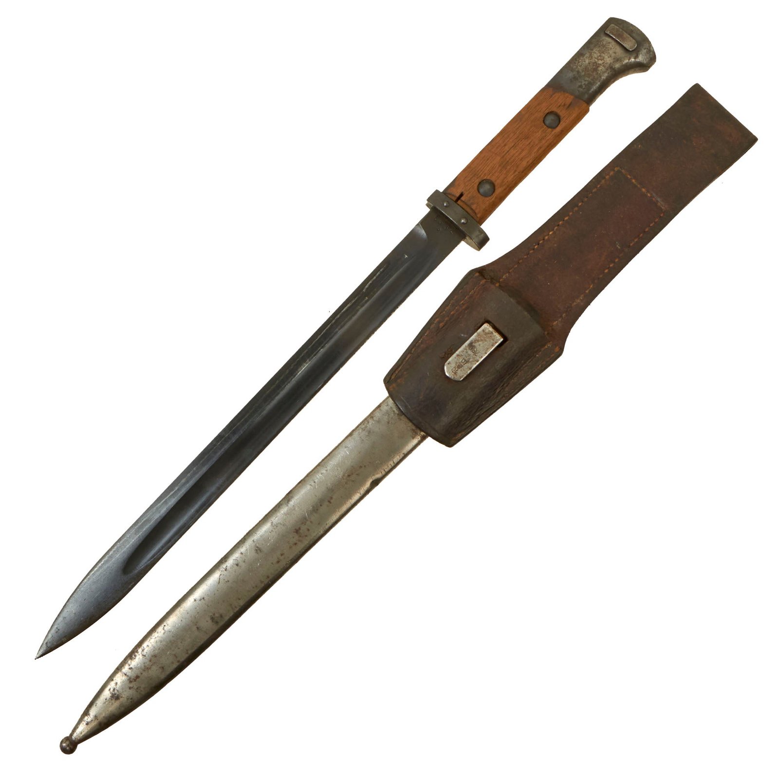 Buy Original German WWII Czechoslovakian VZ24(t) Mauser Rifle Bayonet by Waffenwerke Brünn with Pre-War Scabbard and Frog | Original Firearms Antique For Sale