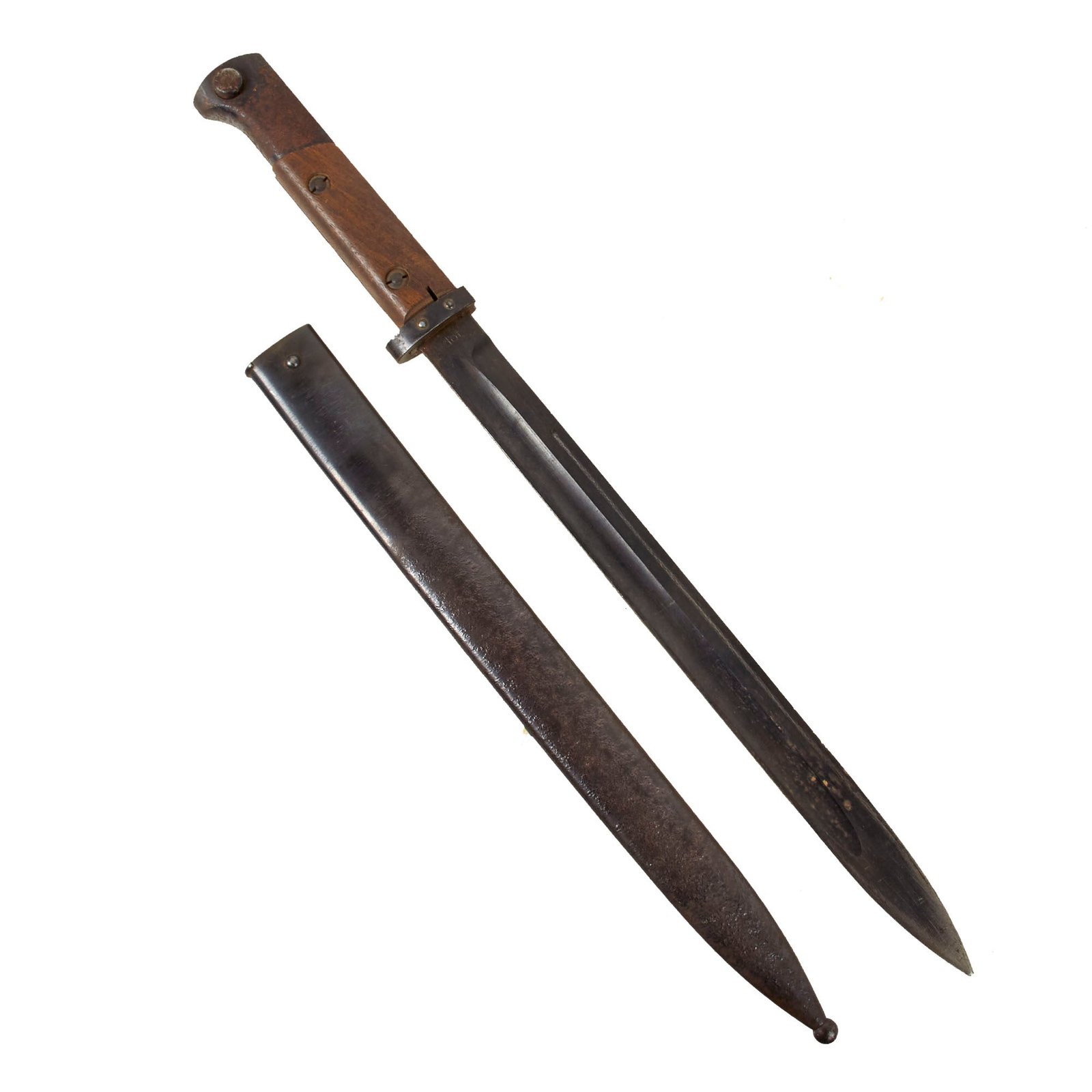 Original German WWII Czechoslovakian VZ24(t) Mauser Rifle Bayonet by Waffenwerke Brünn with Scabbard - Dated 1942