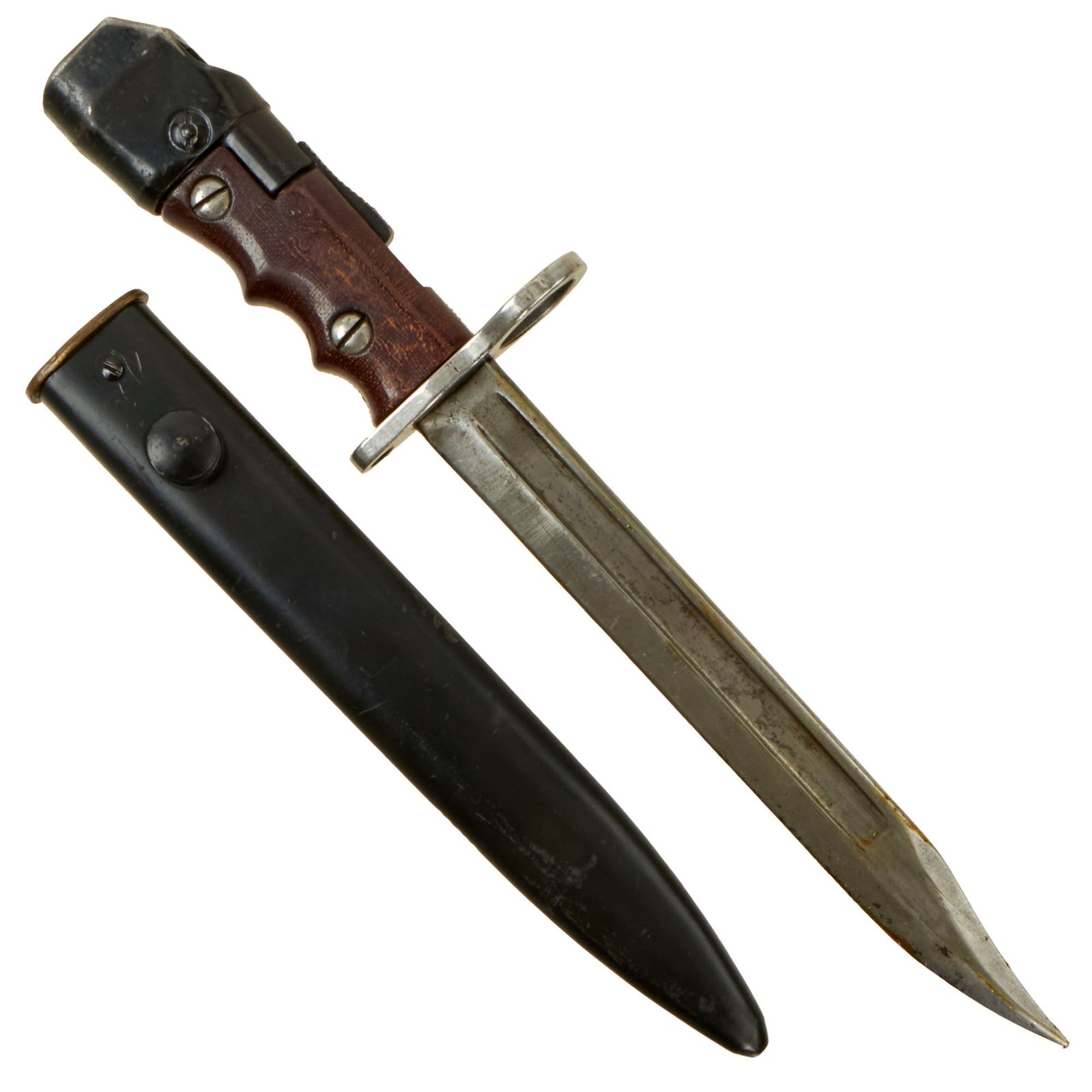 Buy Original British Enfield No. 7 Mk. I/L Swivel Pommel Rifle Bayonet with Scabbard for No.4 SMLE or MkV Sten | Original Firearms Antique For Sale