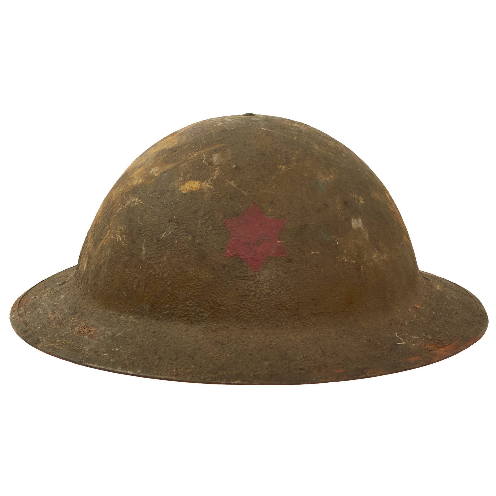 Buy Original U.S. WWI 6th Infantry “Sight Seein’ Sixth” Division M1917 Doughboy Helmet with Original Paint and Liner - Broken Chinstrap | Original Firearms Antique For Sale