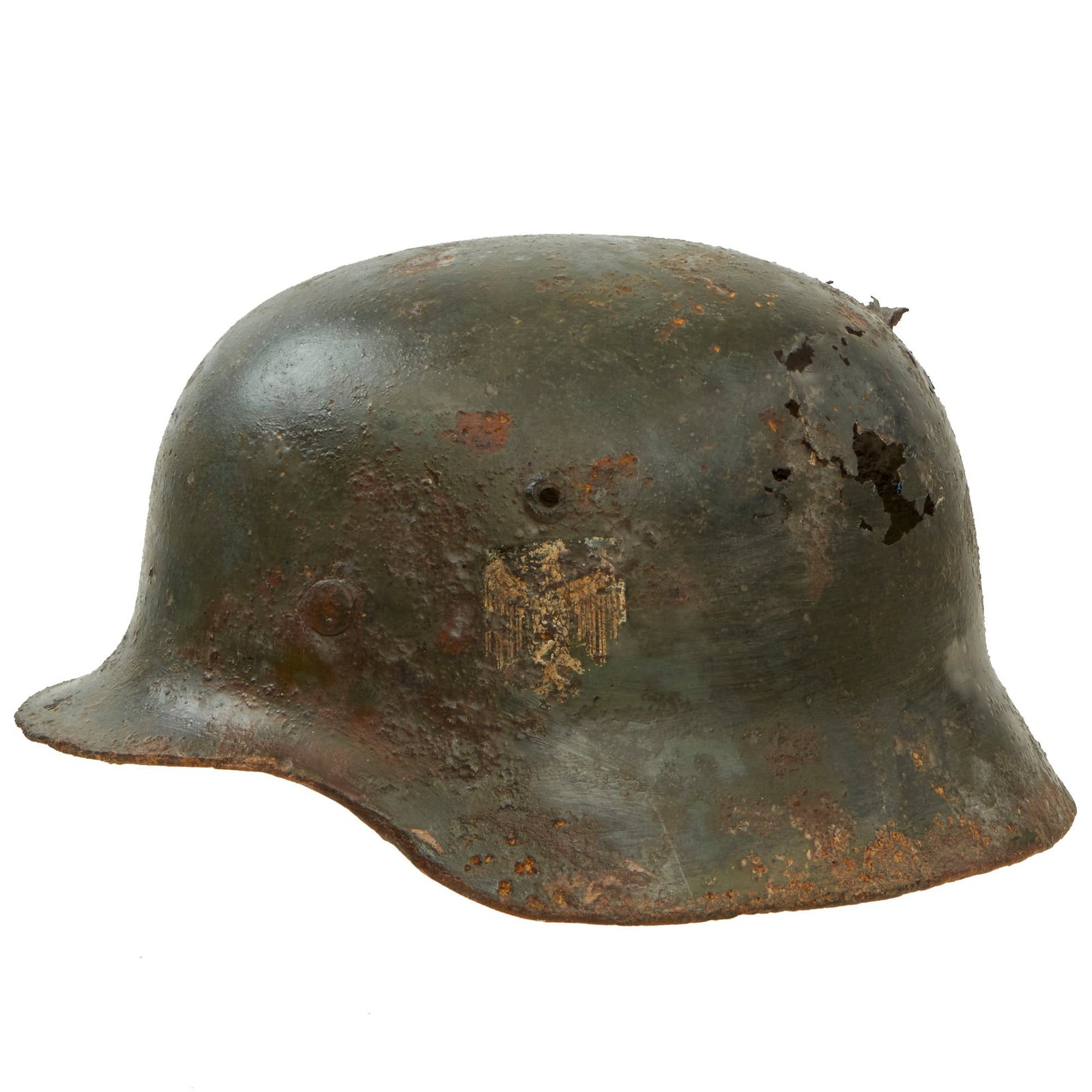 Buy Original German WWII Relic Condition "Dug Up" Army Heer M35 Double Decal Helmet Shell - Size 64 Shell | Original Firearms Antique For Sale