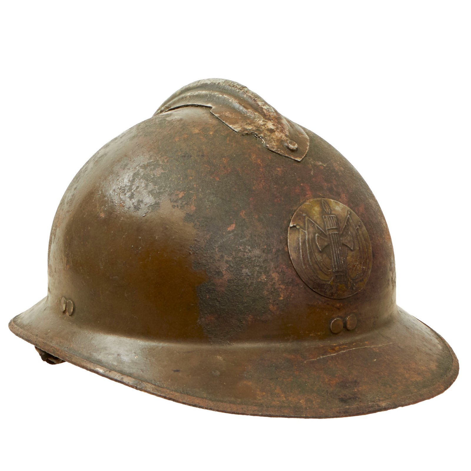 Buy Original French WWII M-1926 Adrian Helmet with Rare Vichy Badge | Original Firearms Antique For Sale