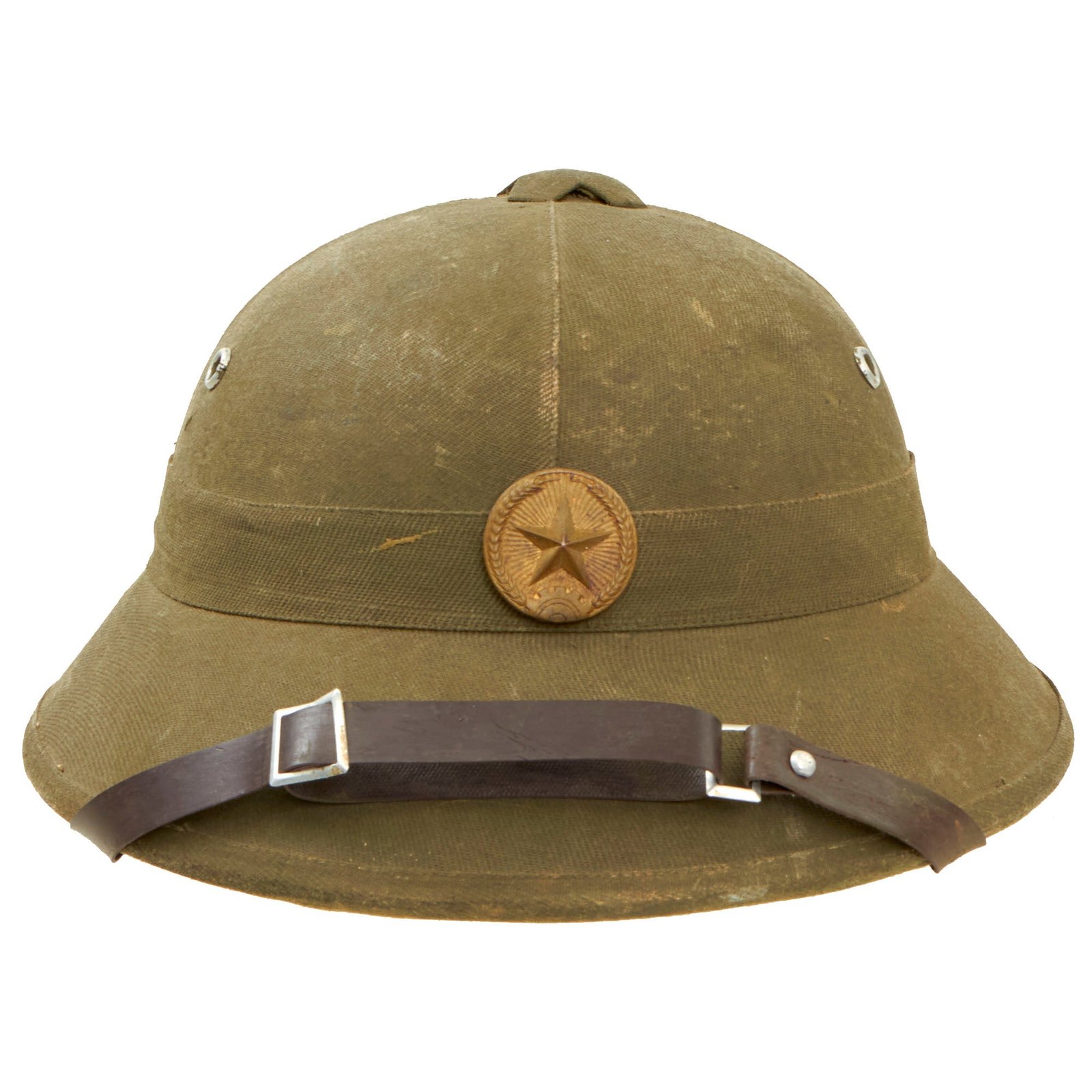Buy Original Vietnam War North Vietnamese Army (NVA) Pith Helmet with Viet Cong Badge - Late War, Early 1970s Construction | Original Firearms Antique For Sale