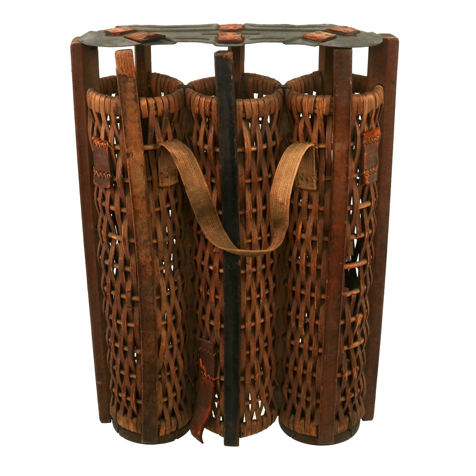 Buy Original Imperial German WWI Era Wicker and Wood Carrier For 77mm Artillery Rounds With Closure Lid - For 7.7 cm Feldkanone 16 Artillery Rounds | Original Firearms Antique For Sale