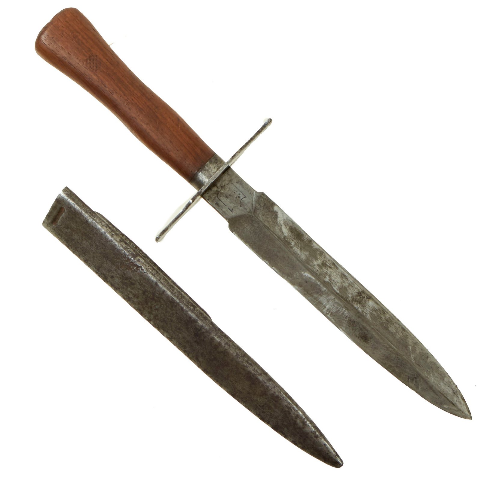 Buy Original French WWI M1916 Type 2 Fighting Knife with Scabbard by J. Delaire - Le Vengeur de 1870 | Original Firearms Antique For Sale