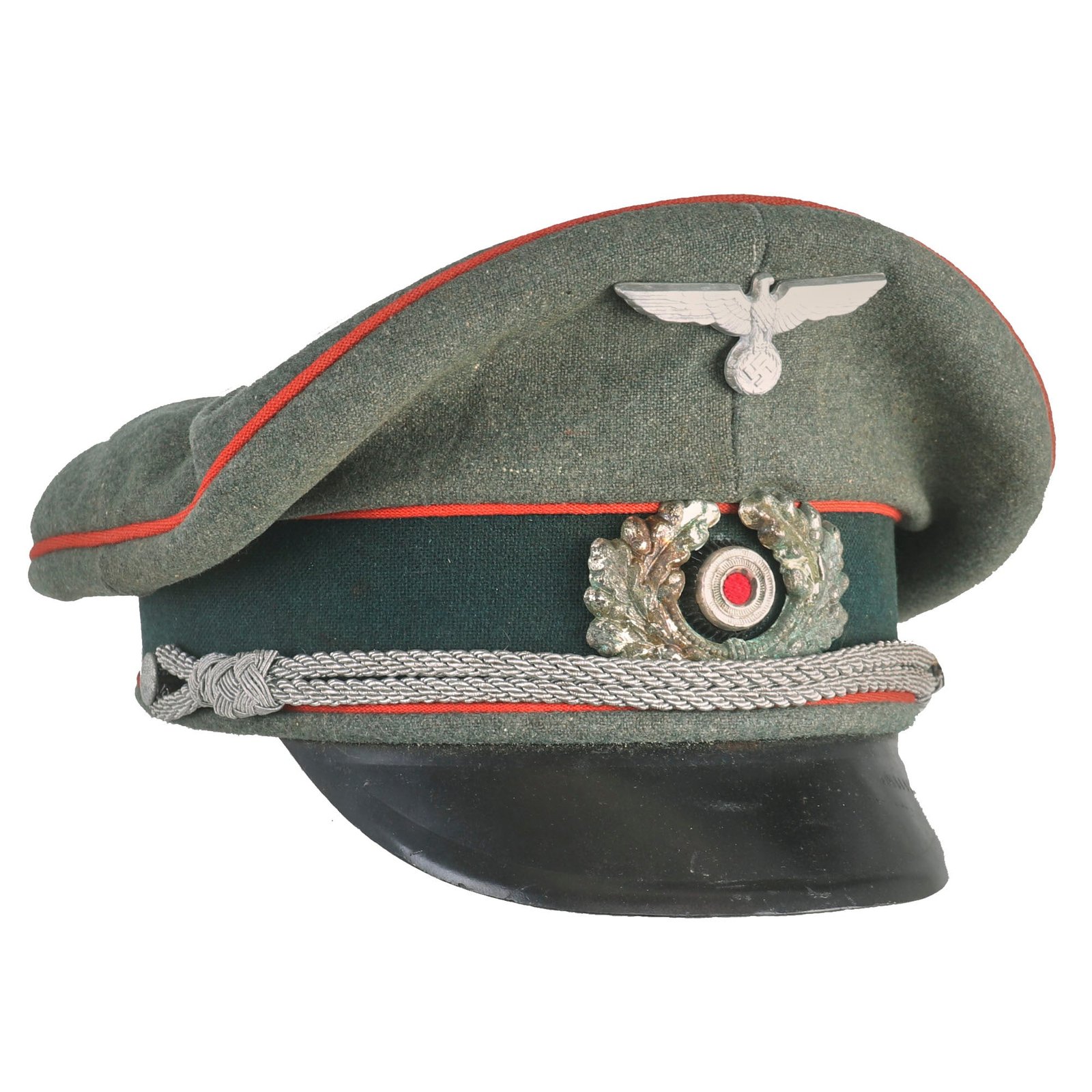 Buy Original German WWII Named Heer Artillery Officers Schirmmütze Visor Crush Cap by J.B. Holzinger of Berchtesgaden - size 58 | Original Firearms Antique For Sale
