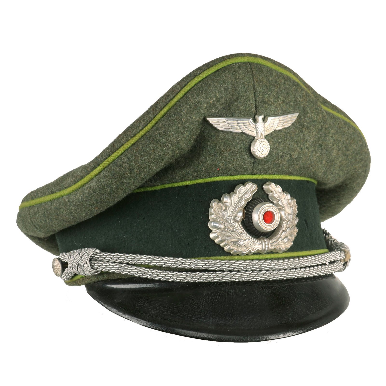 Buy Original German WWII Army Heer Panzergrenadier Officer Schirmmütze Visor Crush Cap with Replaced Sweatband | Original Firearms Antique For Sale