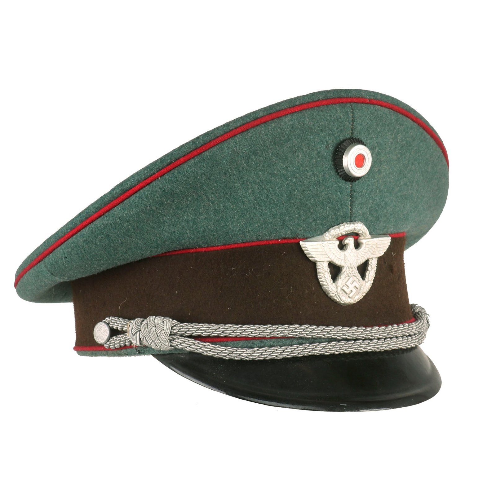 Buy Original German WWII Named Feuerschutzpolizei Fire Protection Police Officer's Schirmmütze Visor Cap | Original Firearms Antique For Sale
