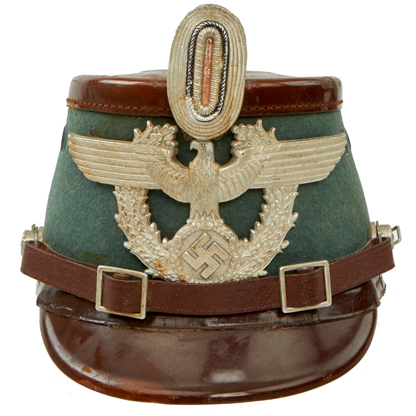 Buy Original German WWII 1939 Dated Late Pattern Rural Police Shako by EREL - Size 56 | Original Firearms Antique For Sale