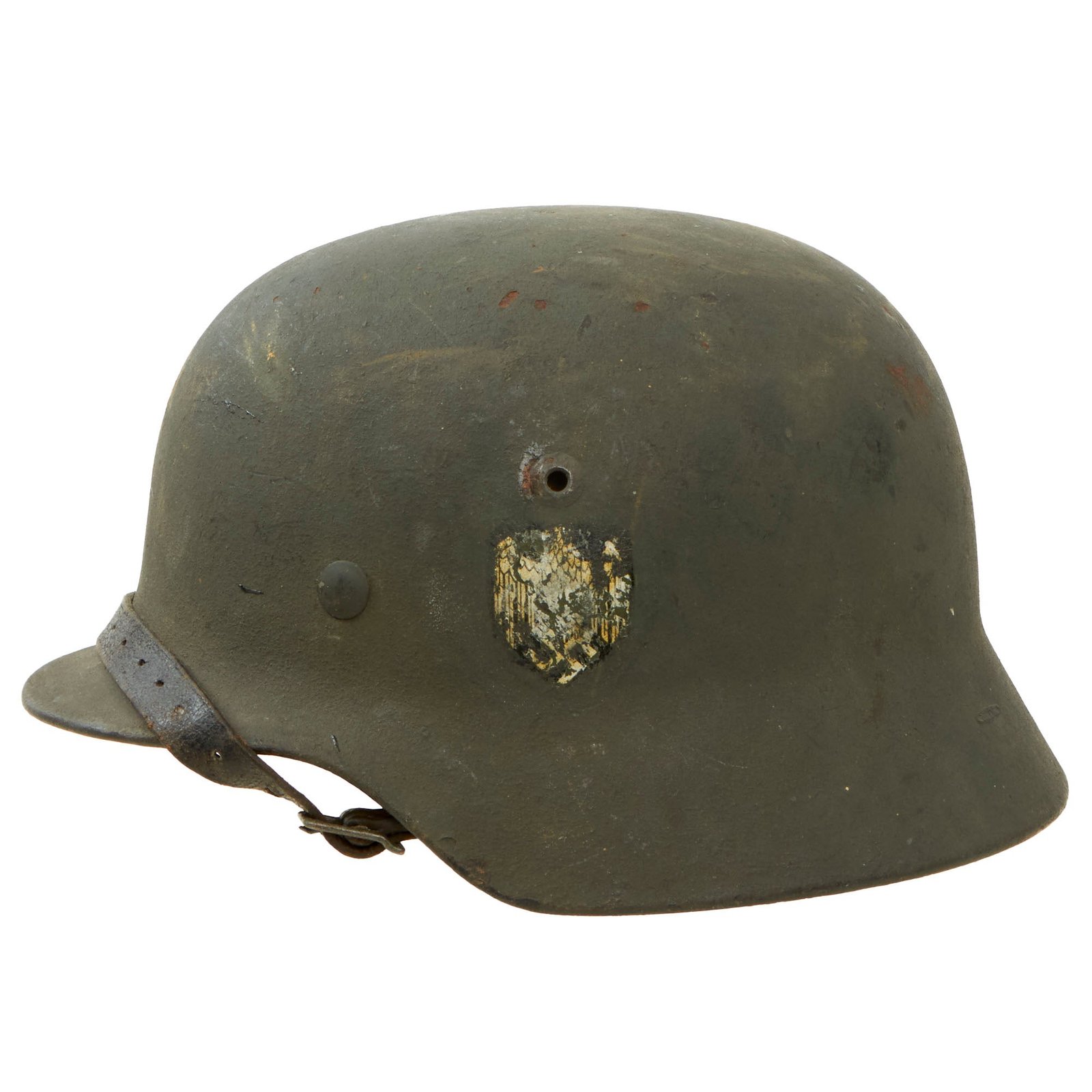 Buy Original German WWII Army Heer M35 Former Double Decal Helmet with 57cm Liner & Chinstrap - Size 64 Shell | Original Firearms Antique For Sale