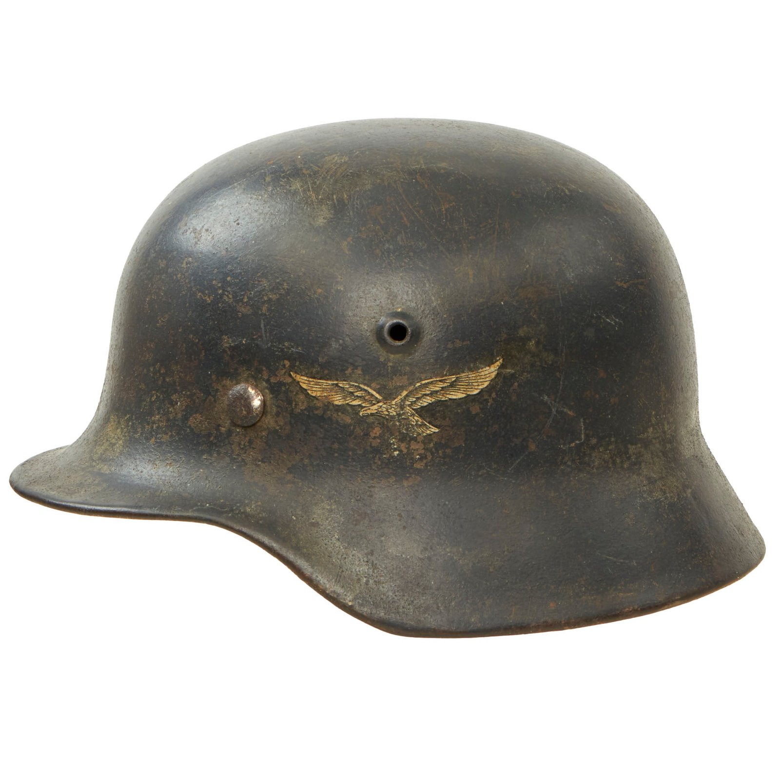 Buy Original German WWII M40 Single Decal Luftwaffe Helmet with 55cm Liner & Broken Chinstrap - Stamped SE62 | Original Firearms Antique For Sale