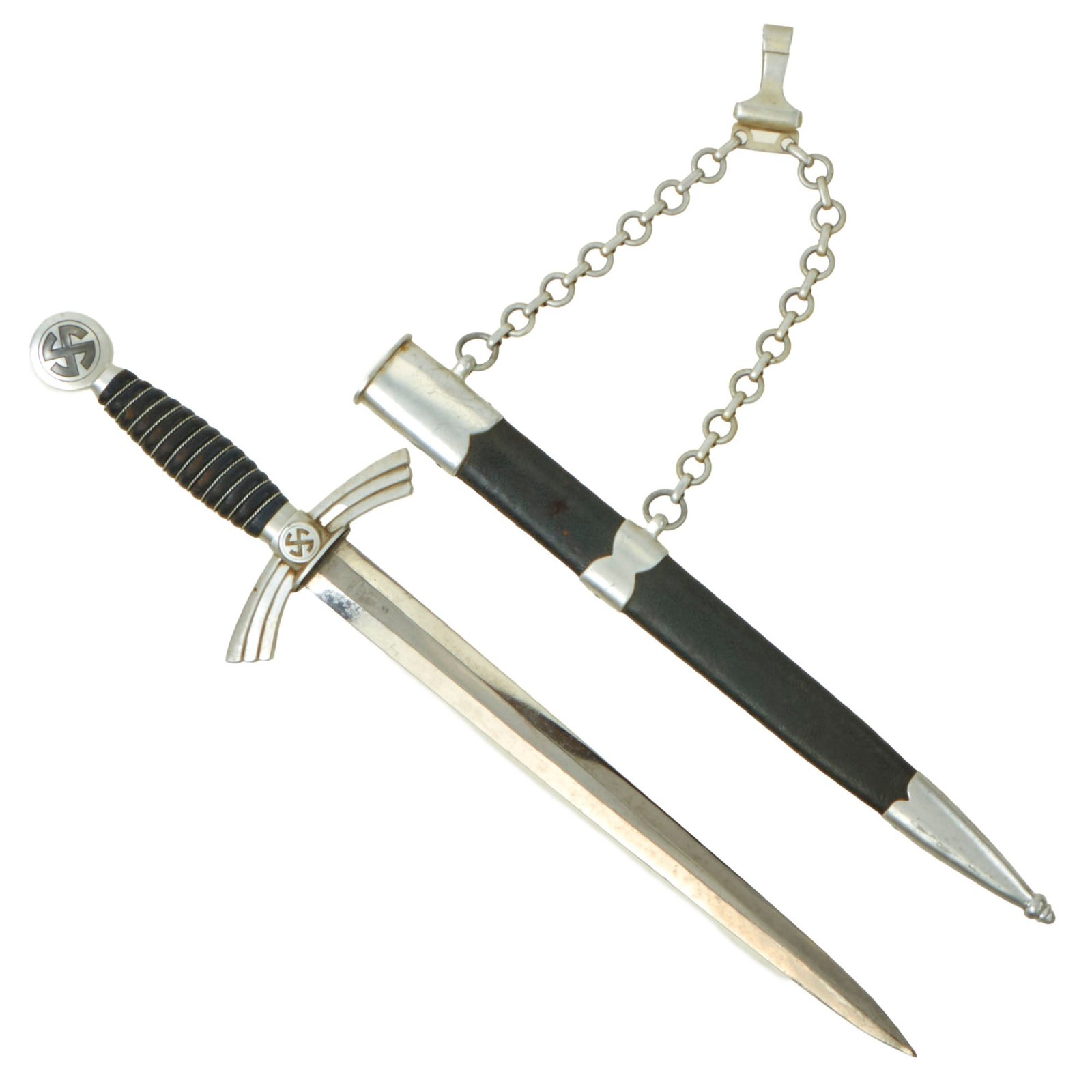 Buy Original German WWII 1st Model Aluminum Fitted Luftwaffe Dagger by SMF with Belt Hanger & Scabbard | Original Firearms Antique For Sale
