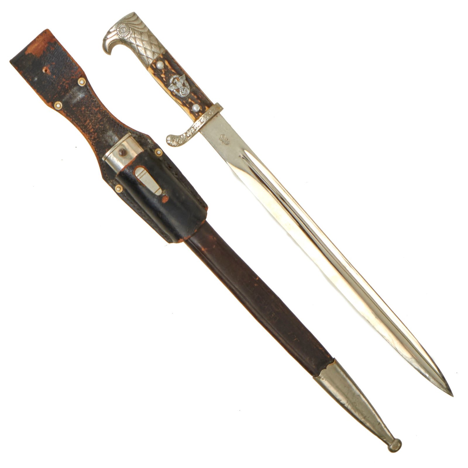 Buy Original German WWII Named USGI Bring Back Matching Unit Marked Berlin Metropolitan Police Long Dress Bayonet by WKC with Scabbard & Frog | Original Firearms Antique For Sale