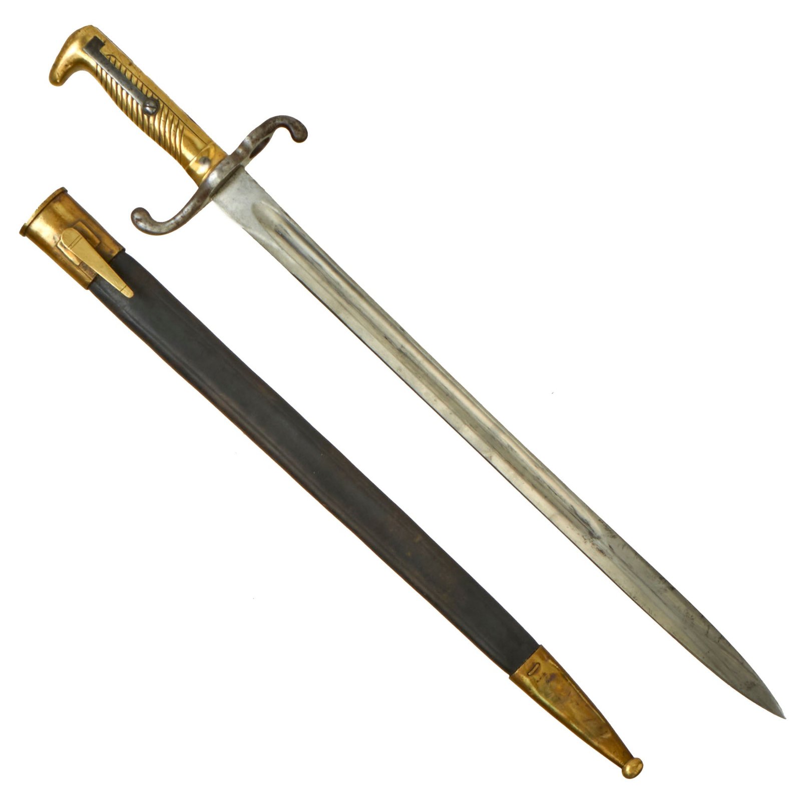 Buy Original German Mauser Model 1871 Rifle Bayonet by Gebrüder Simson with Scabbard - 40th Infantry Regiment, 3rd Ersatz Battalion Marked | Original Firearms Antique For Sale