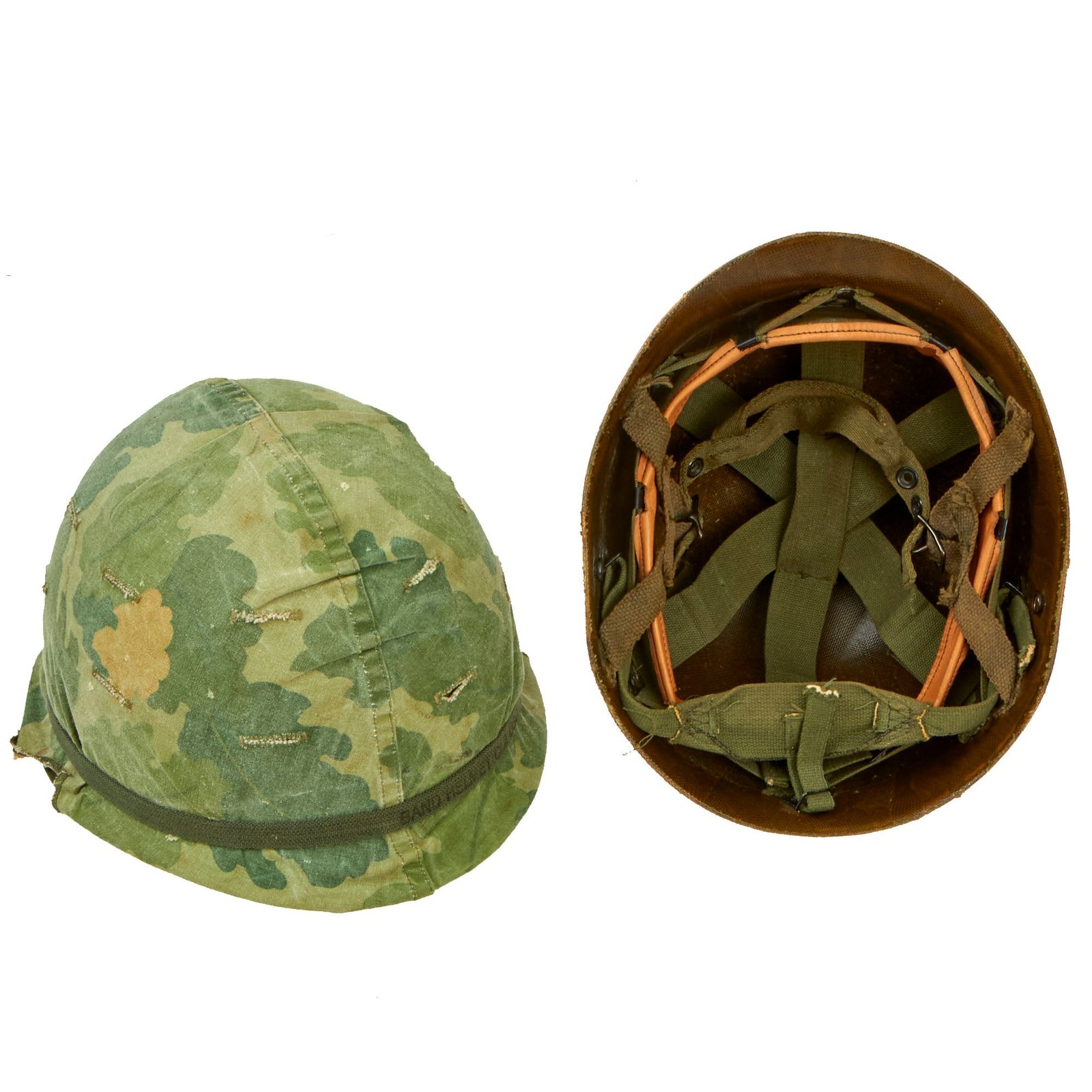 Buy Original U.S. Vietnam War M1-C Paratrooper Helmet with Reversible Camouflage Cover - Complete | Original Firearms Antique For Sale
