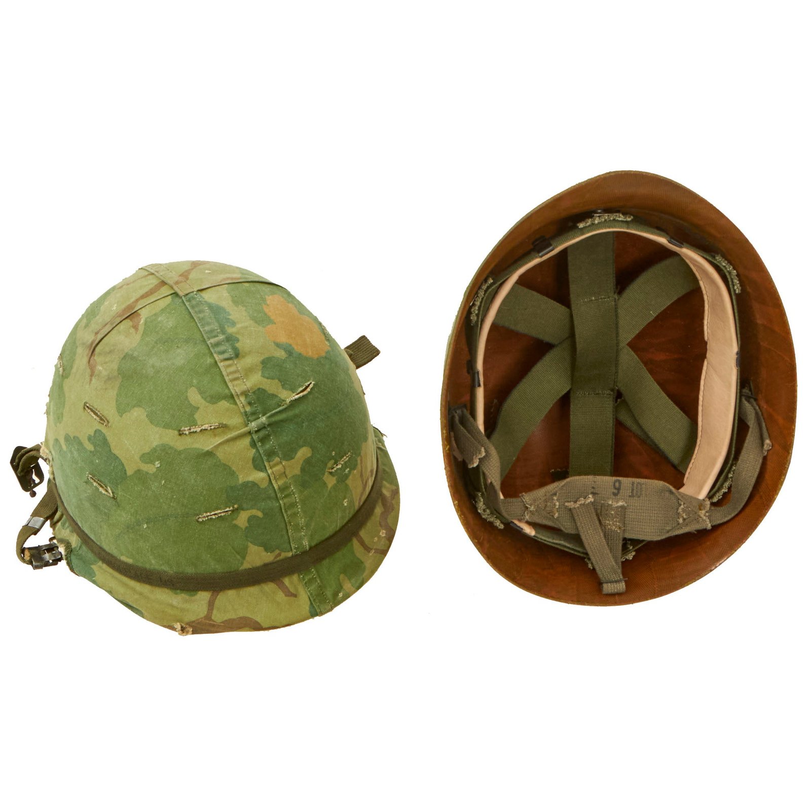Buy Original U.S. Vietnam War M1 Helmet with 1973-Dated Camouflage Cover and Liner | Original Firearms Antique For Sale