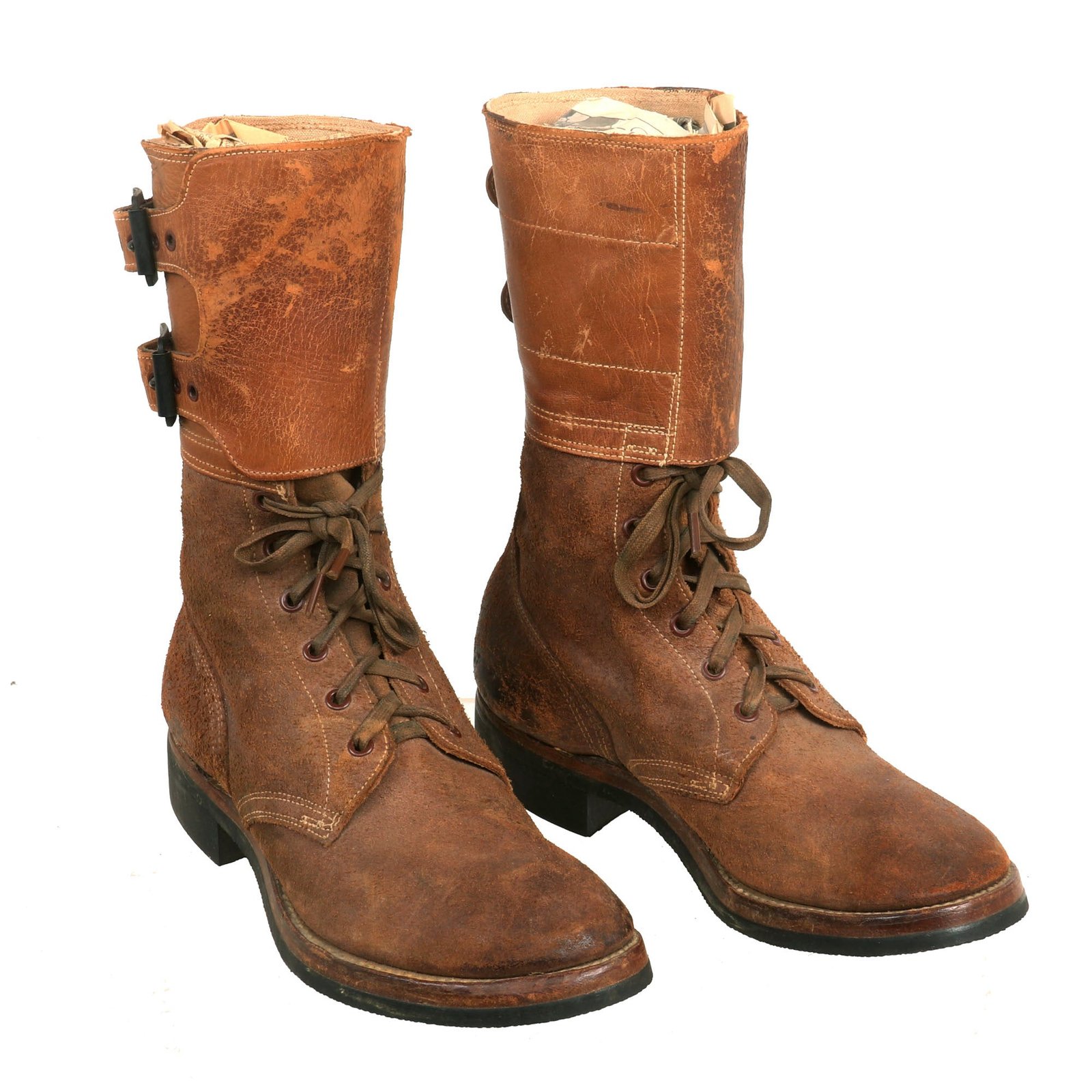 Buy Original U.S. WWII Named M1943 Double Buckle Combat Service Boots - Matched Size 7½ | Original Firearms Antique For Sale