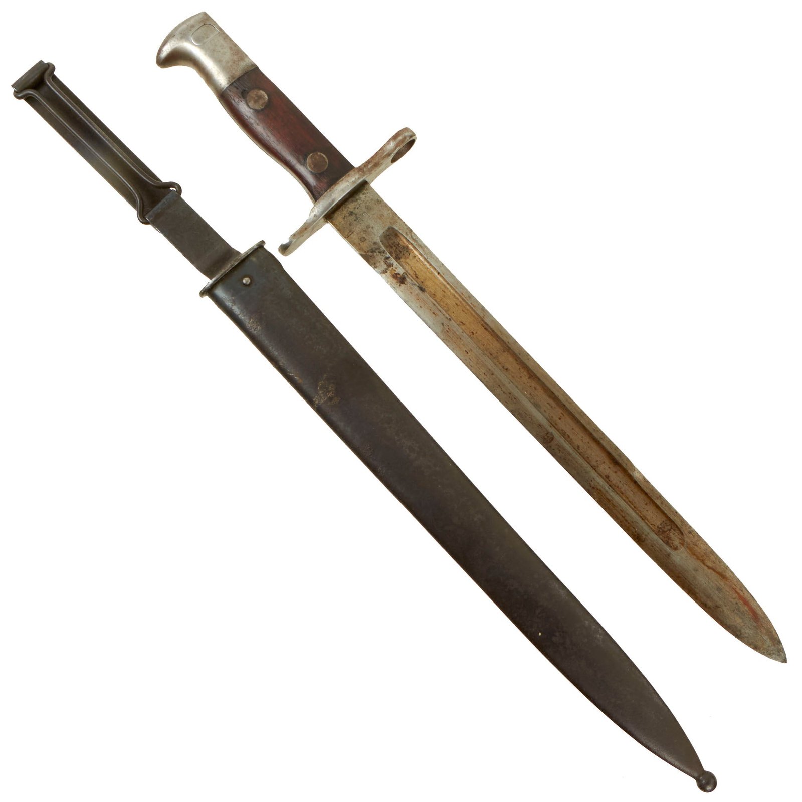 Buy Original U.S. Spanish-American War Model 1892 Krag Rifle Bayonet and Scabbard - Dated 1898 | Original Firearms Antique For Sale