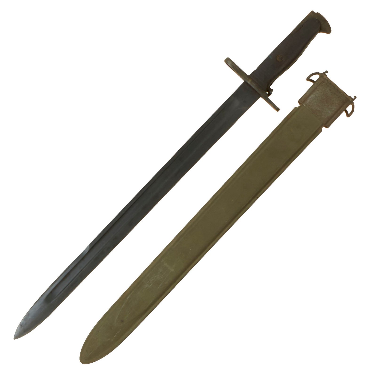 Buy Original U.S. Pre - WWI Reissue M1905 Springfield 16 inch Rifle Bayonet Marked R.I.A. with WWII M3 Scabbard - Dated 1906 - First Year of Production | Original Firearms Antique For Sale