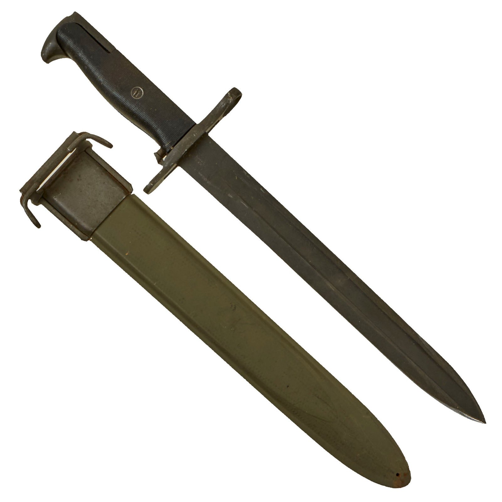 Buy Original U.S. WWII M1 Garand 1942 Dated 10 inch Cut Down Bayonet by Union Fork & Hoe with M7 Scabbard - Cut Down from Rare 1942-Dated 16” Bayonet | Original Firearms Antique For Sale
