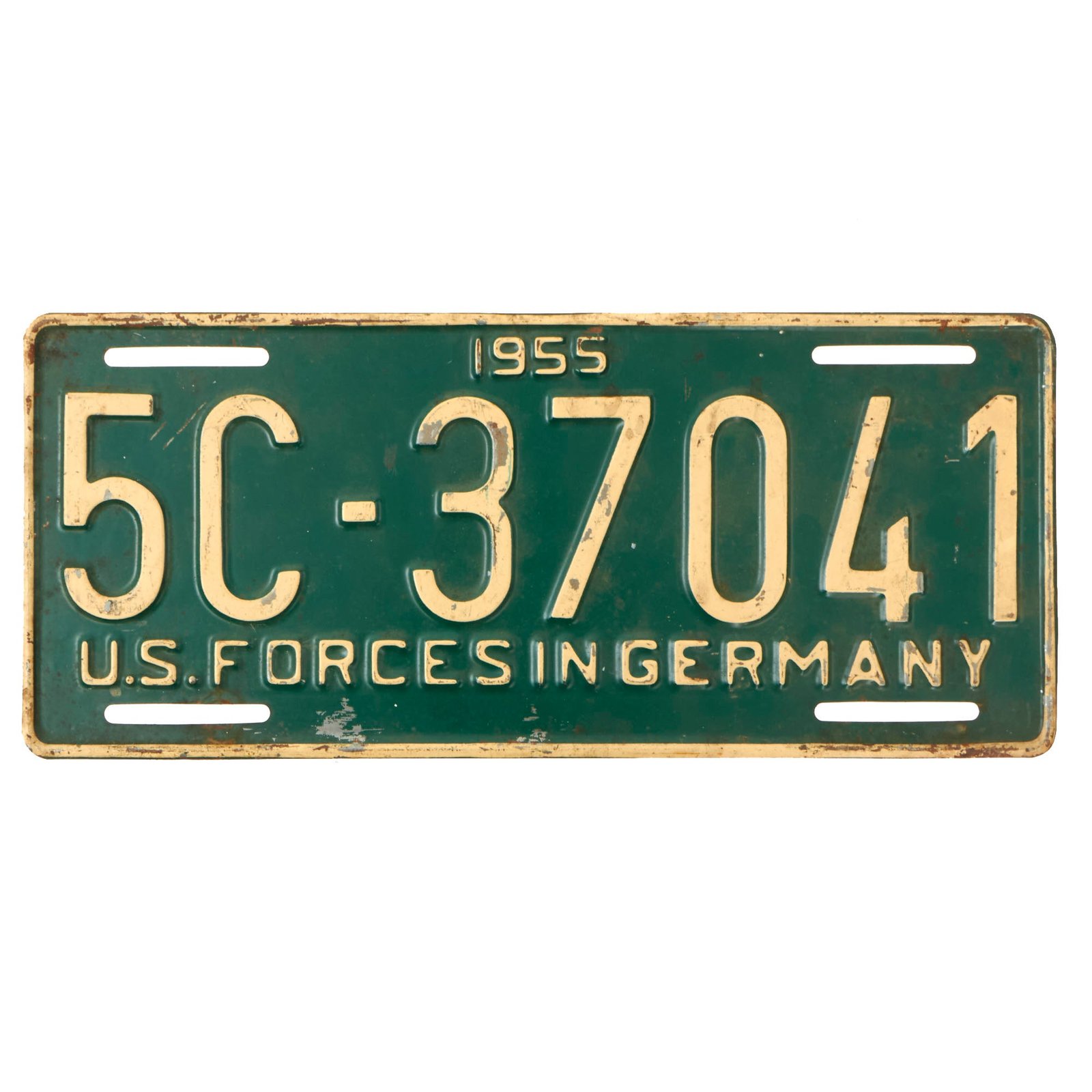 Buy Original U.S. Cold War Era U.S. Forces in Germany Military Vehicle License Plate - 1955 Dated | Original Firearms Antique For Sale