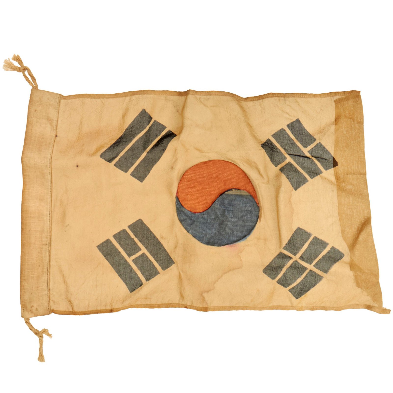 Buy Original U.S. Korean War Silk South Korean Souvenir Flag with Header - 8½ x 14” | Original Firearms Antique For Sale