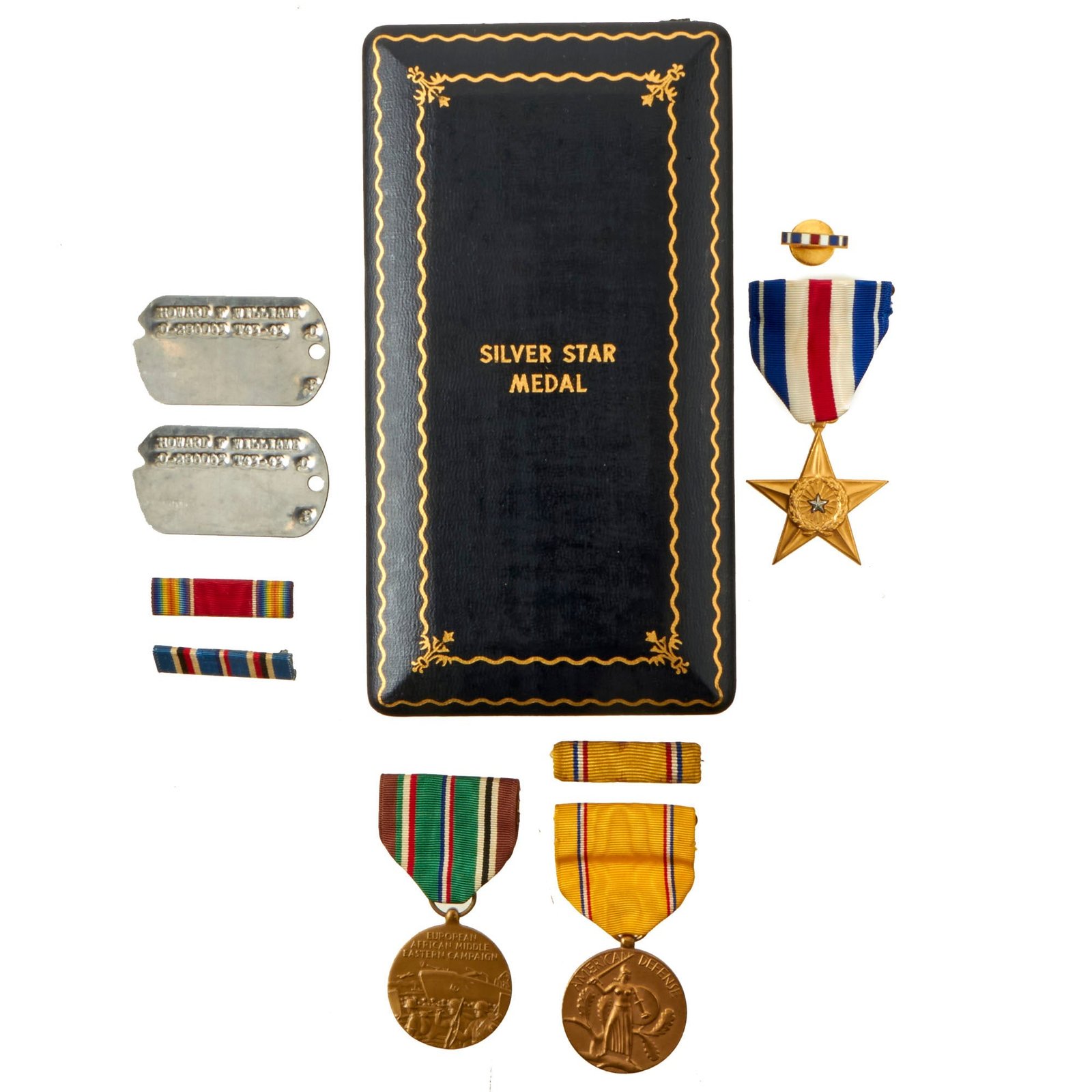 Buy Original U.S. WWII Silver Star Medal & Dog Tag Grouping - 963rd Field Artillery | Original Firearms Antique For Sale