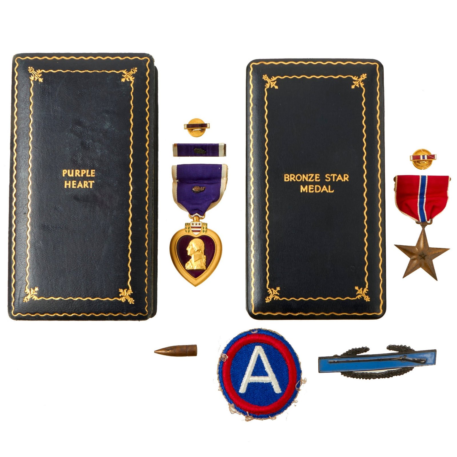 Buy Original U.S. WWII Bronze Star & Purple Heart with Cluster Medal Grouping - Elmer Charles Zeok | Original Firearms Antique For Sale