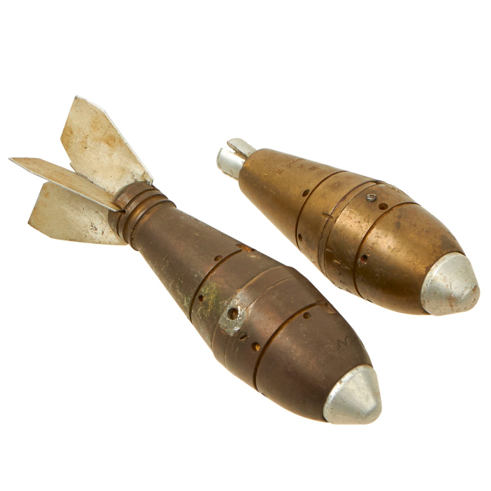 Buy Original U.S. WWII Pair of Trench Art Bomblets Made from Japanese Type 88 Fuses - Dated 1939 | Original Firearms Antique For Sale