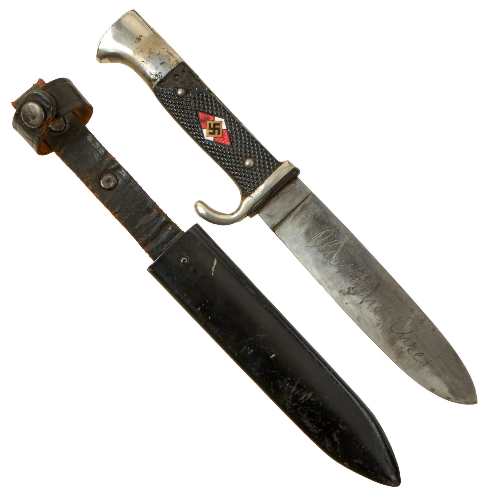 Buy Original German WWII Transitional Motto-Marked HJ Knife by Ed. Wüsthof of Solingen with Scabbard | Original Firearms Antique For Sale