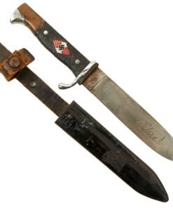 Buy Original German WWII Transitional HJ Knife with Motto by Rare Maker Paul Seilheimer with Scabbard - RZM M7/38 | Original Firearms Antique For Sale