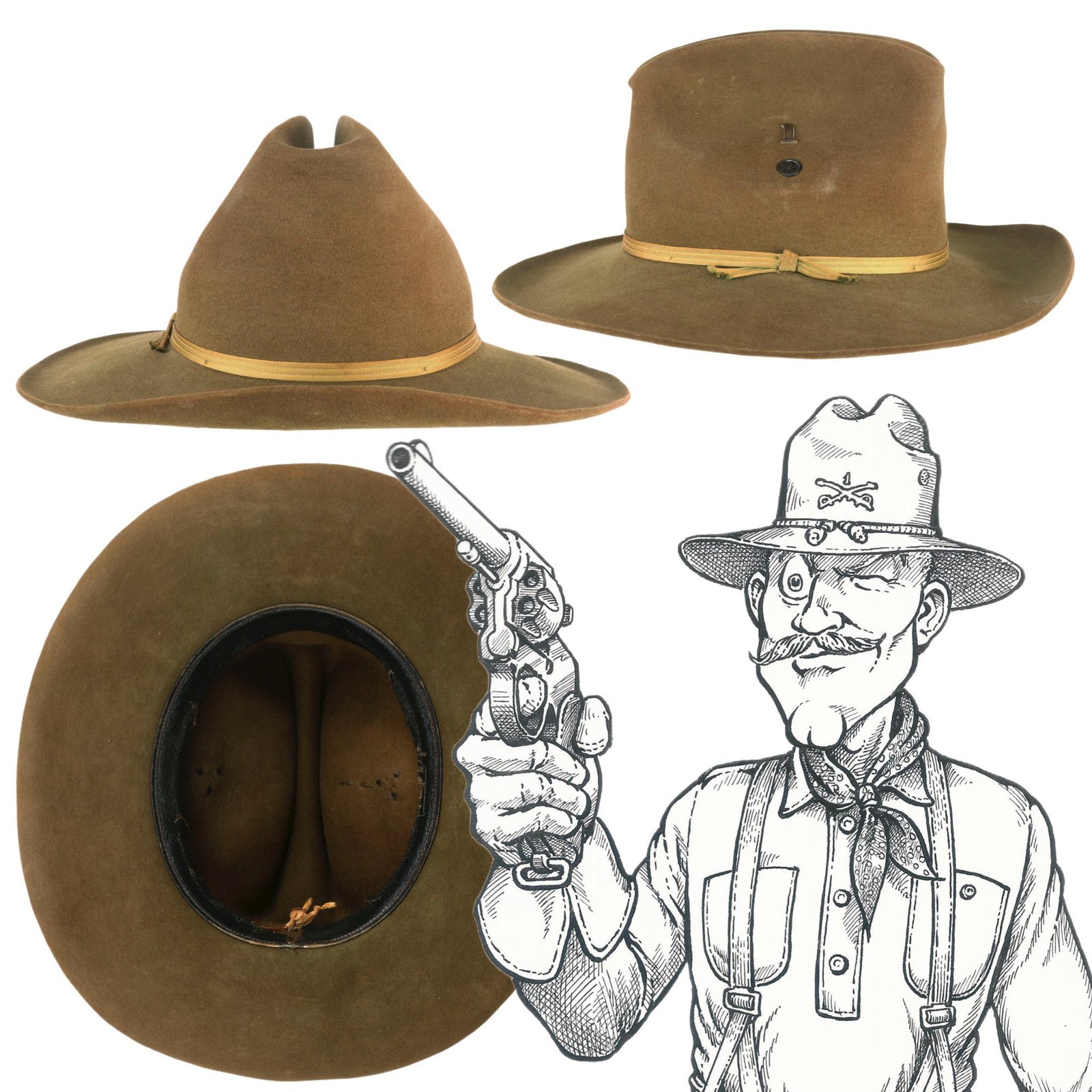 Buy Original U.S. Spanish-American War Philippine Insurrection Private Purchase Stetson M1883/1889 Campaign Hat | Original Firearms Antique For Sale