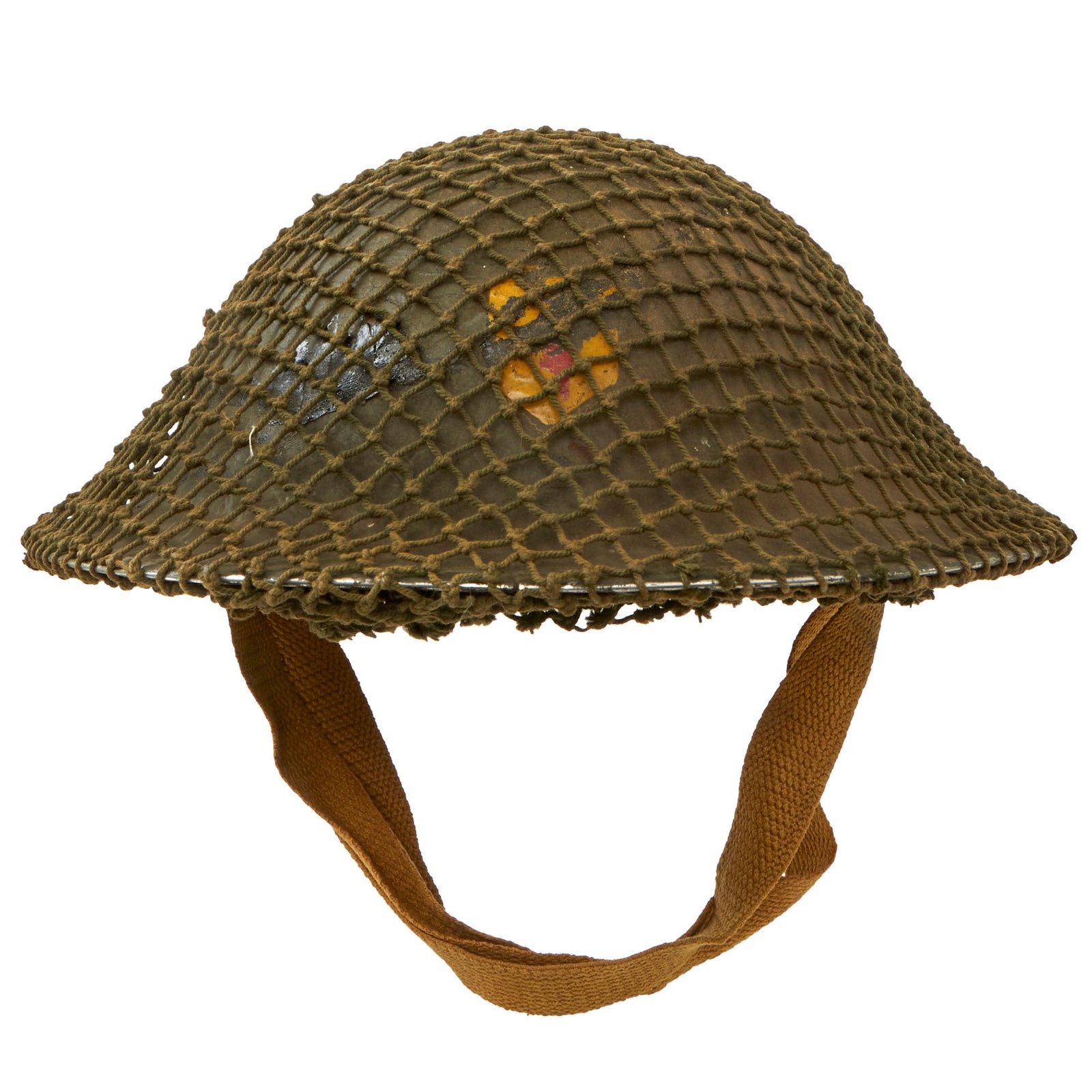 Buy Original British WWII Brodie MkII Steel Helmet Complete with Regiment Unit Tactical Flash and Helmet Net - Size 7 ¼ | Original Firearms Antique For Sale