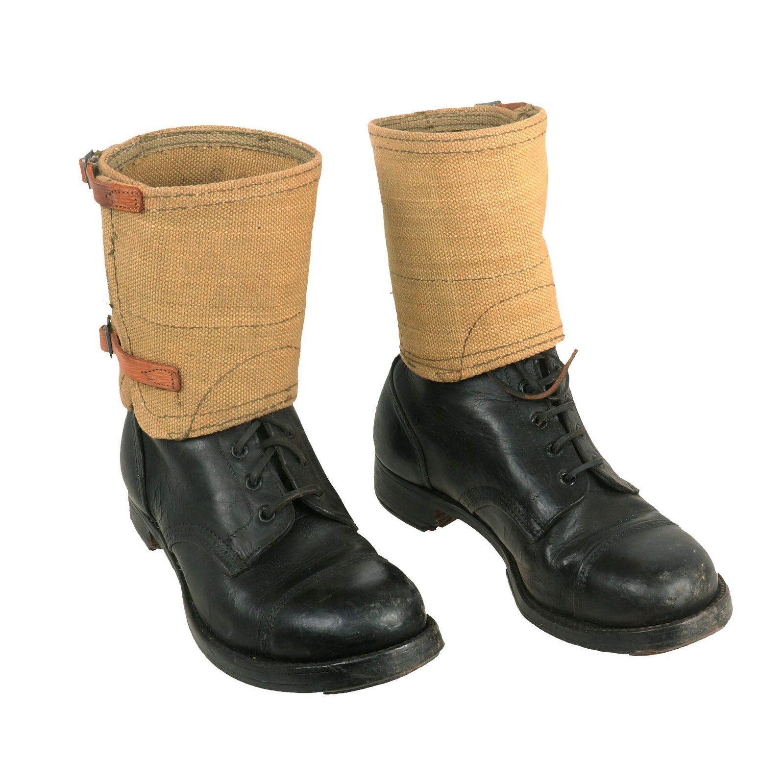 Buy Original British WWII Hobnail “Ammunition Boots” Matching Pair With Matching 1944 Dated Leg Wraps | Original Firearms Antique For Sale