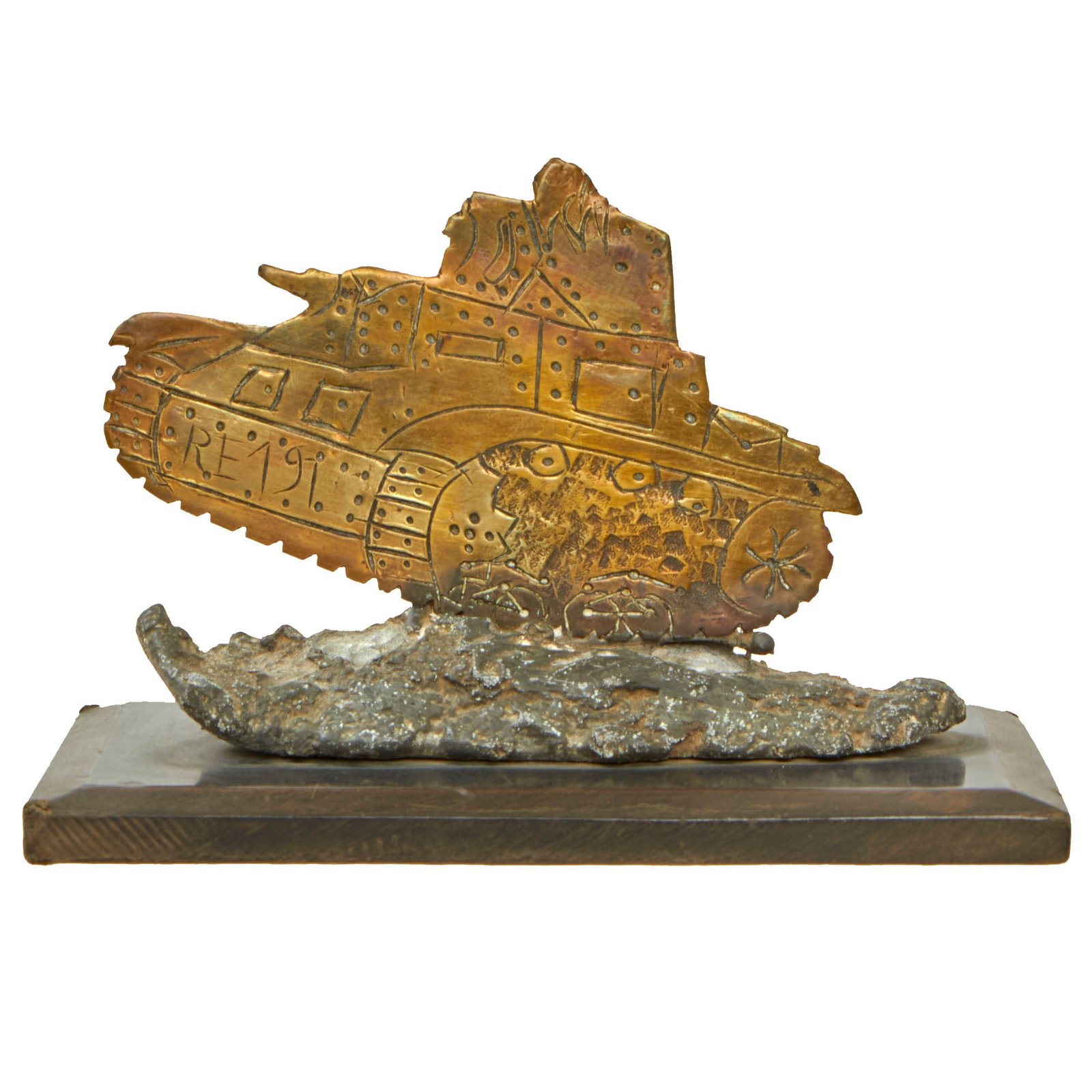 Buy Original French WWII Char B1 Tank Trench Art Desk Model - Formerly Part of the A.A.F. Tank Museum | Original Firearms Antique For Sale
