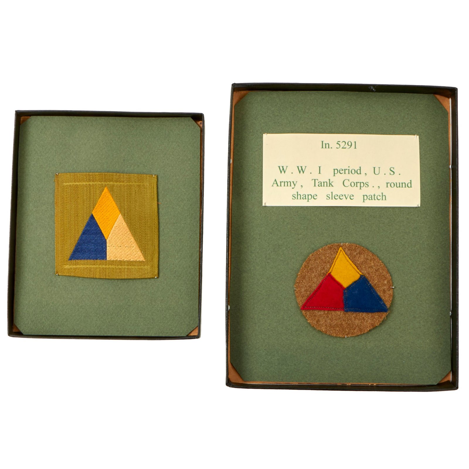 Buy Original U.S. WWI Army Tank Corp Sleeve Patch Set - Formerly Part of the A.A.F. Tank Museum | Original Firearms Antique For Sale