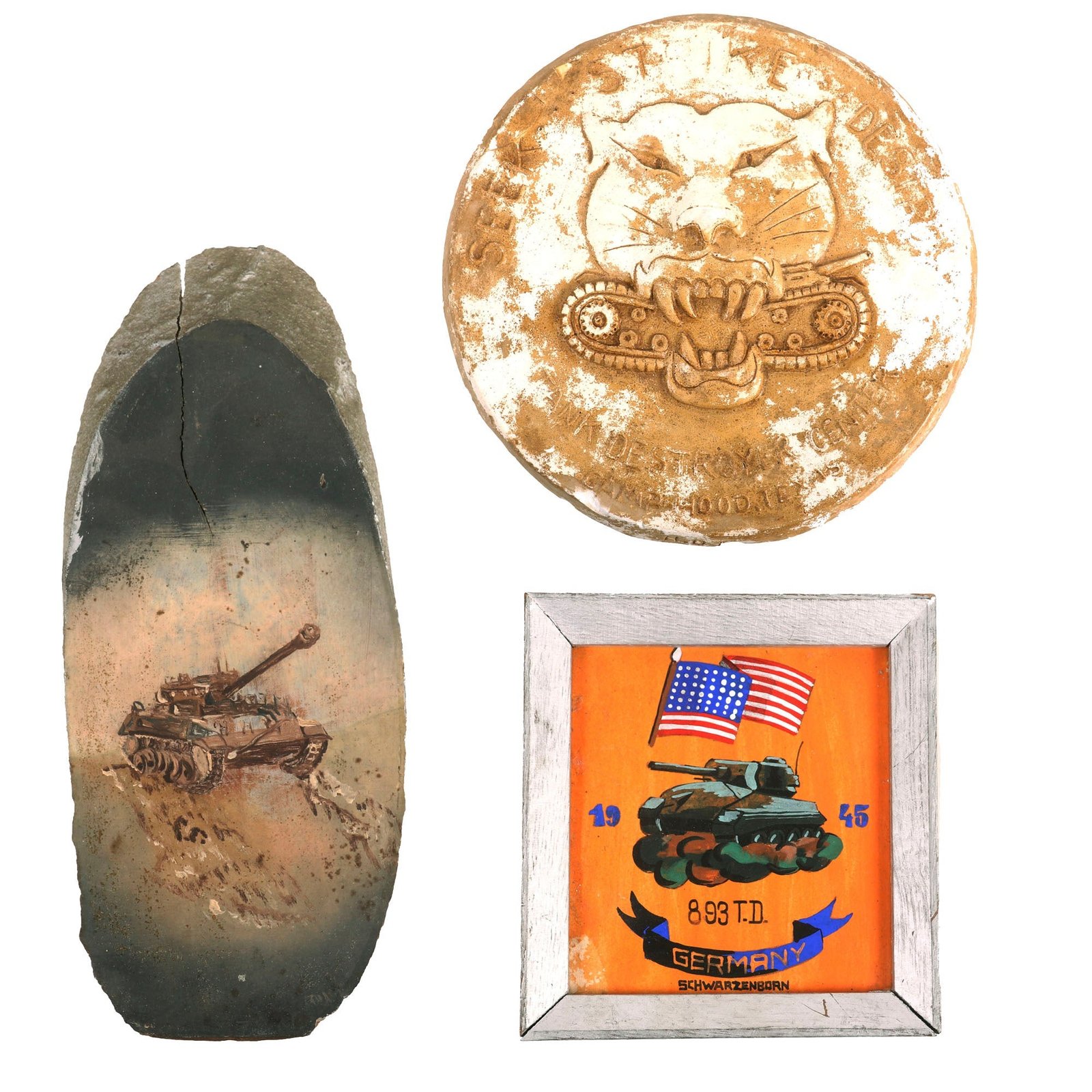 Buy Original U.S. WWII Tank Destroyer Artwork Group - Camp Hood Texas & 893rd Tank Destroyer Battalion - M36 Jackson | Original Firearms Antique For Sale