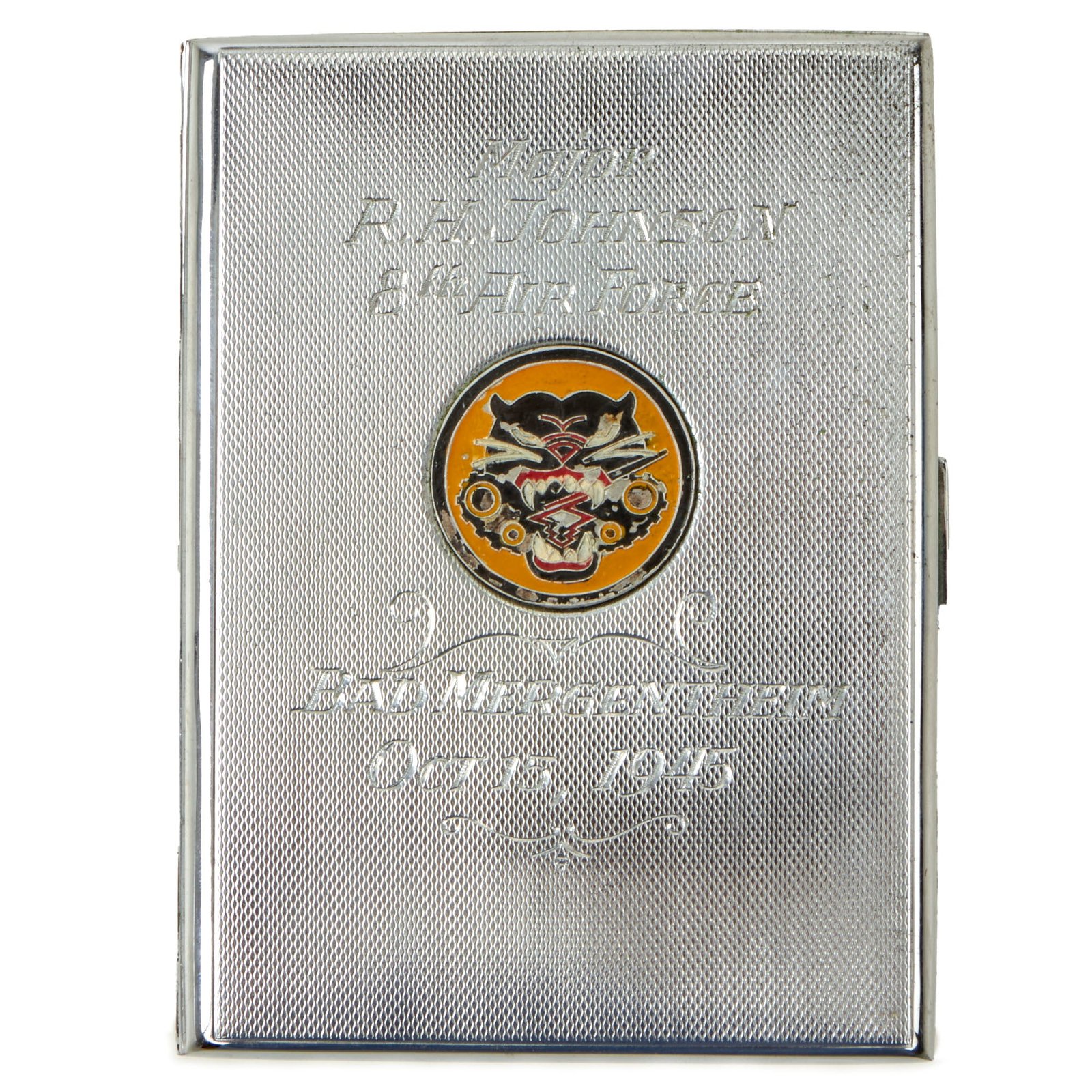Buy Original U.S. WWII Era Tank Destroyer Battalion Presentation Cigarette Case For R.H. Johnson, 8th Air Force | Original Firearms Antique For Sale