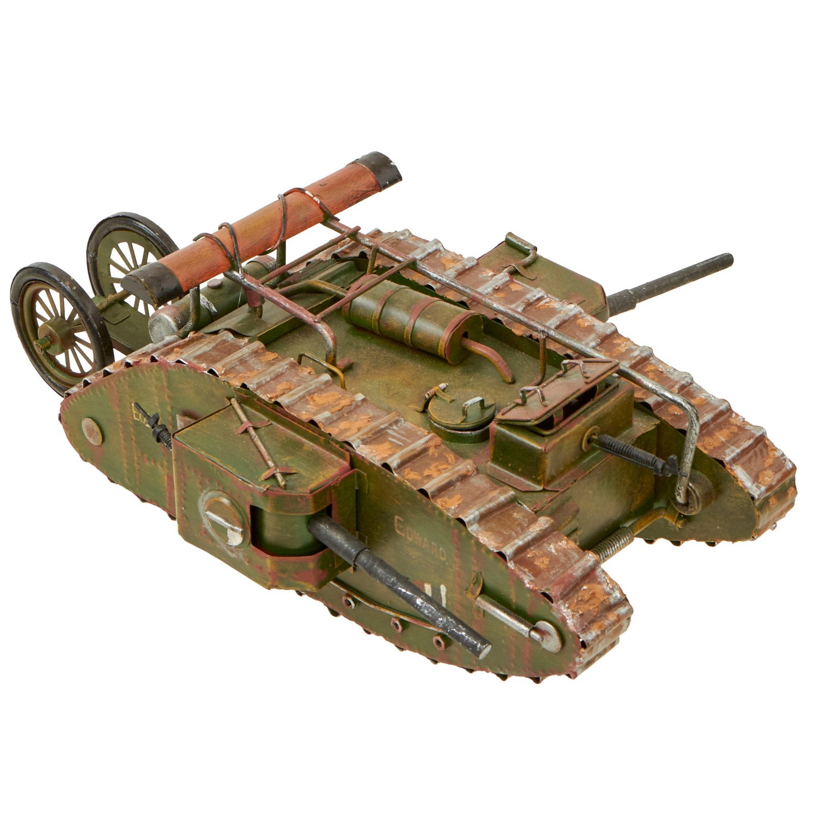 Buy Original British WWI Mark IV (Male) Tank Contemporary Folk Art Steel Model - A.A.F. Tank Museum | Original Firearms Antique For Sale