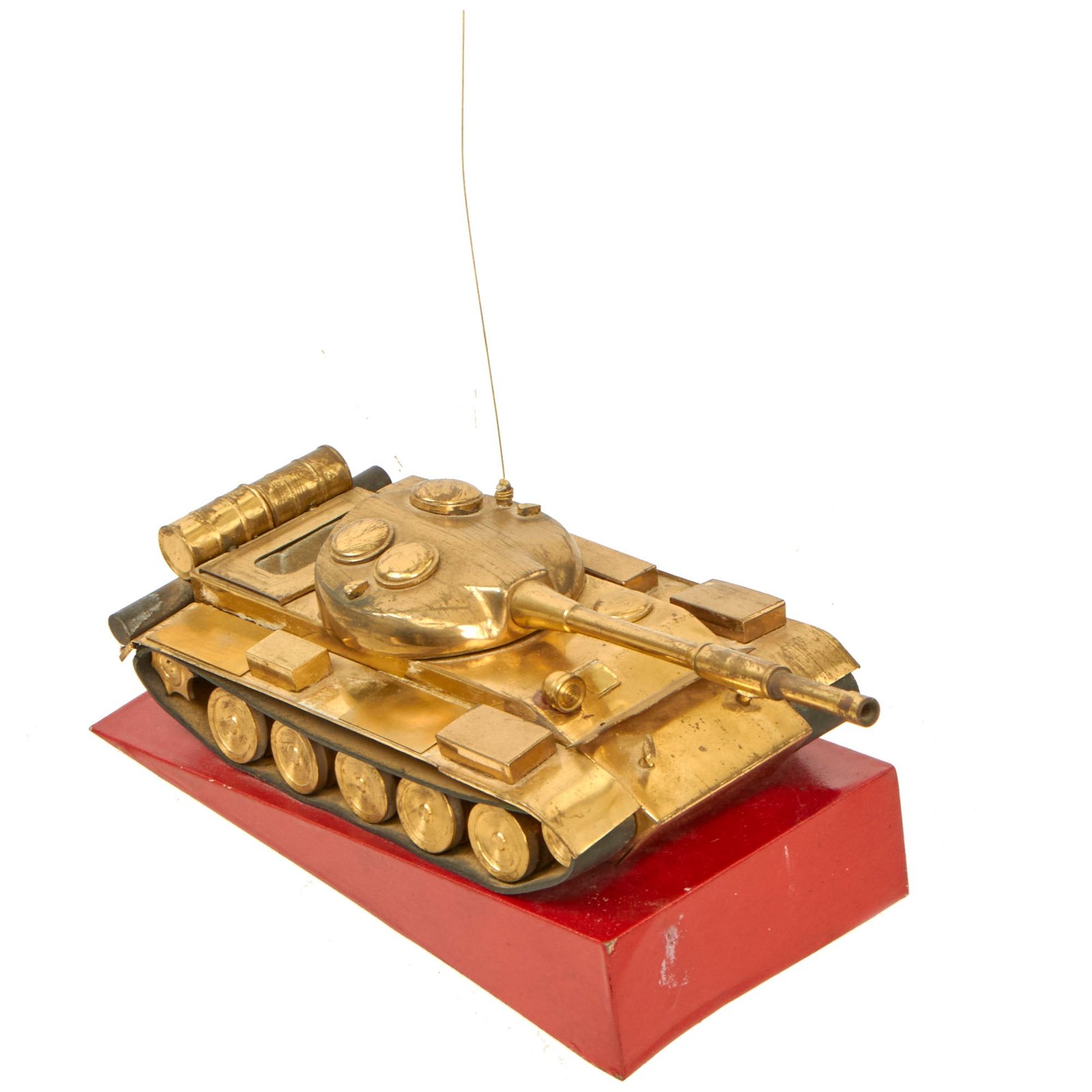 Buy Original Soviet Cold War Era T-55 Tank Brass Desk Model on Steel Base - Formerly Part of the A.A.F. Tank Museum | Original Firearms Antique For Sale