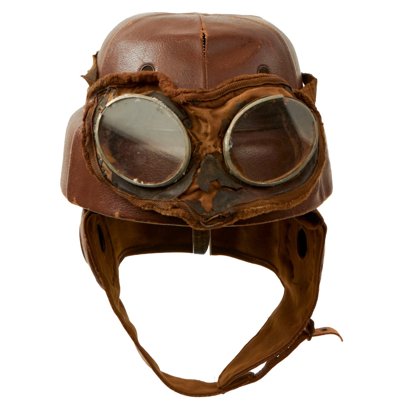 Buy Original British WWI Scarce Aviator’s Safety Helmet with Named Goggles by Christys London - Size 7 | Original Firearms Antique For Sale