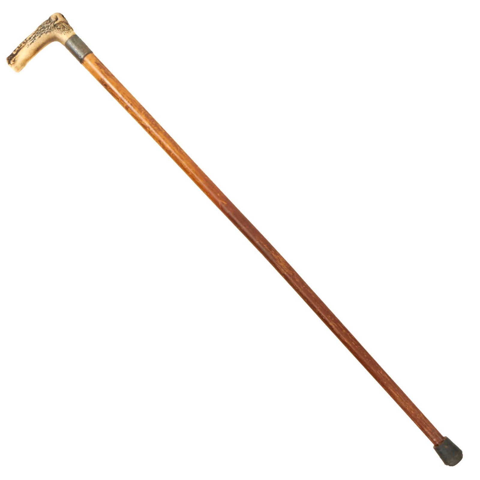 Buy Original British WWI Death or Glory 17th Royal Lancers Officer’s Walking Cane with Carved Bone Skull Handle - Silver Hallmarked | Original Firearms Antique For Sale