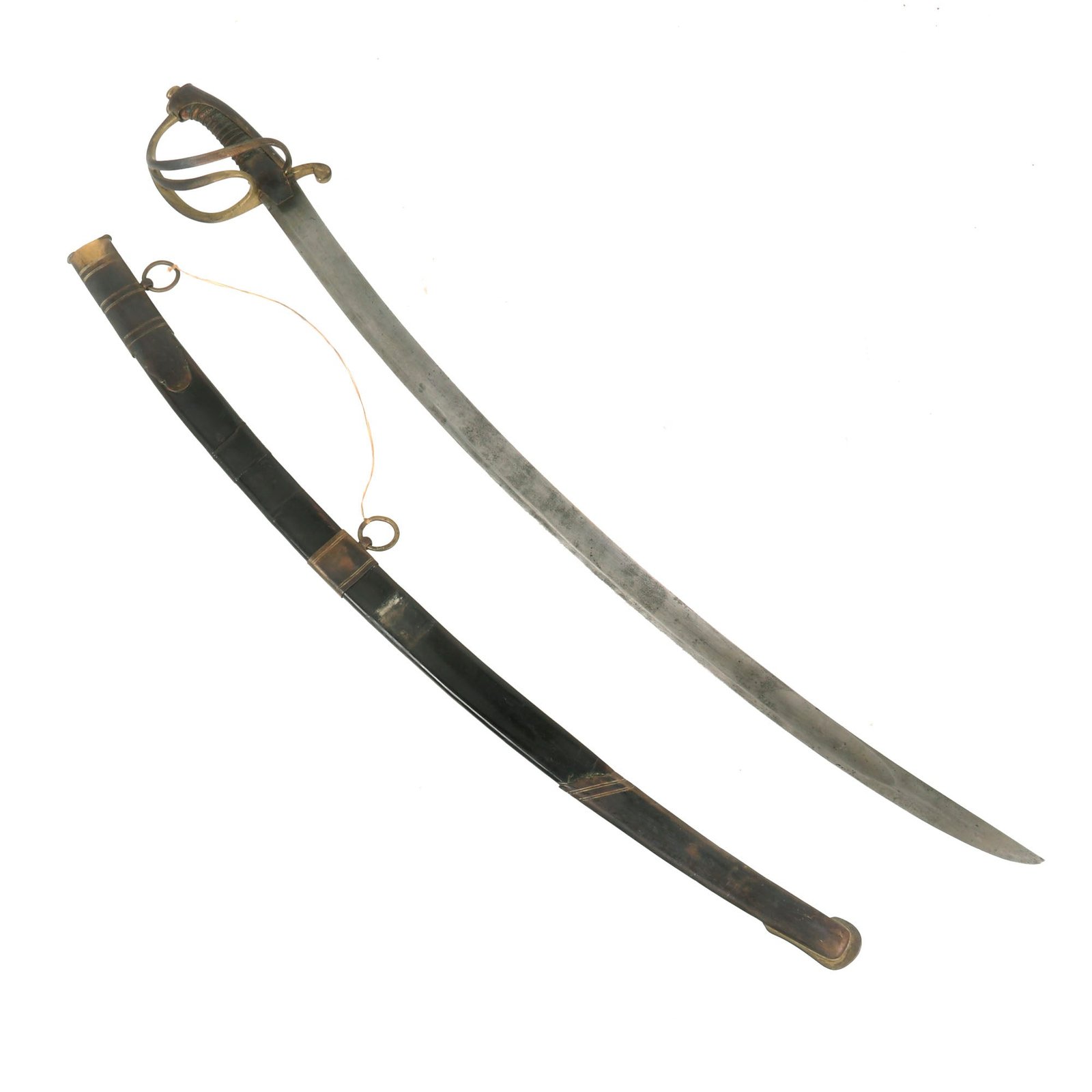 Buy Original French Napoleonic Era Hussars Cavalry Officer's Saber with Scarce Leather & Brass Scabbard | Original Firearms Antique For Sale