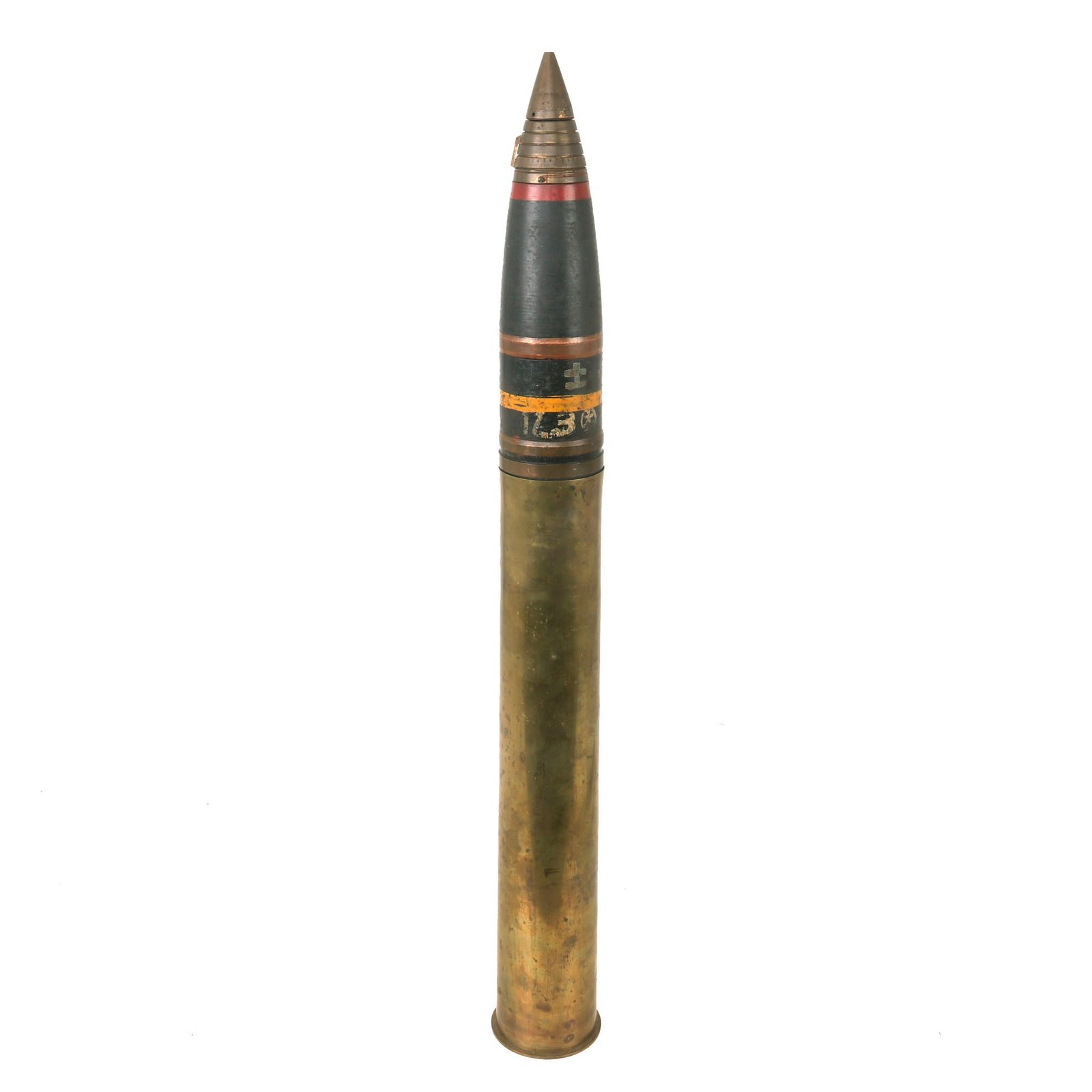 Buy Original Japanese WWII Inert High-Explosive Round With Type 89 Fuse & Casing For The Type 90 75mm Field Gun | Original Firearms Antique For Sale